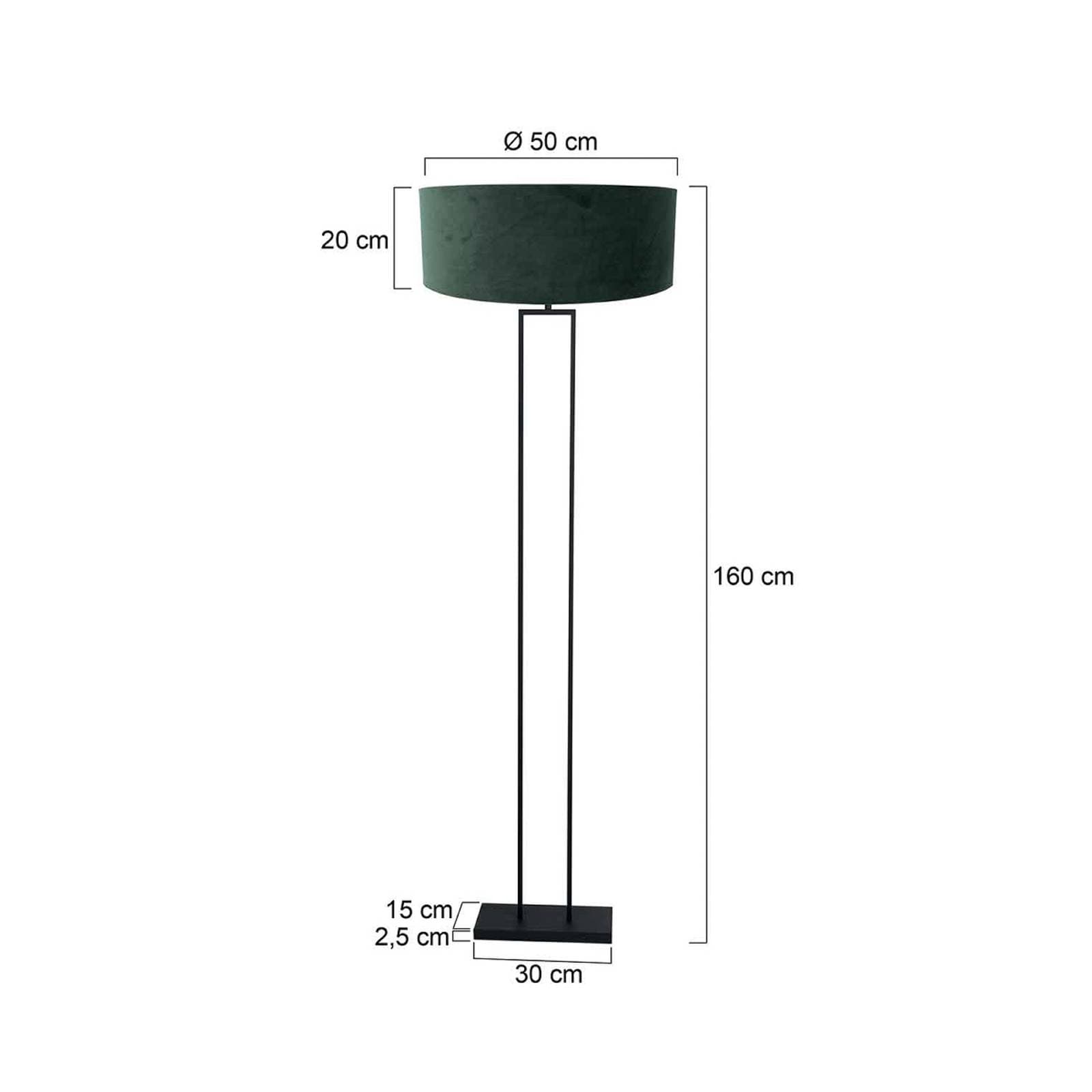 Stojacia lampa Stang, čierna/zelený velúr, výška 160 cm, E27