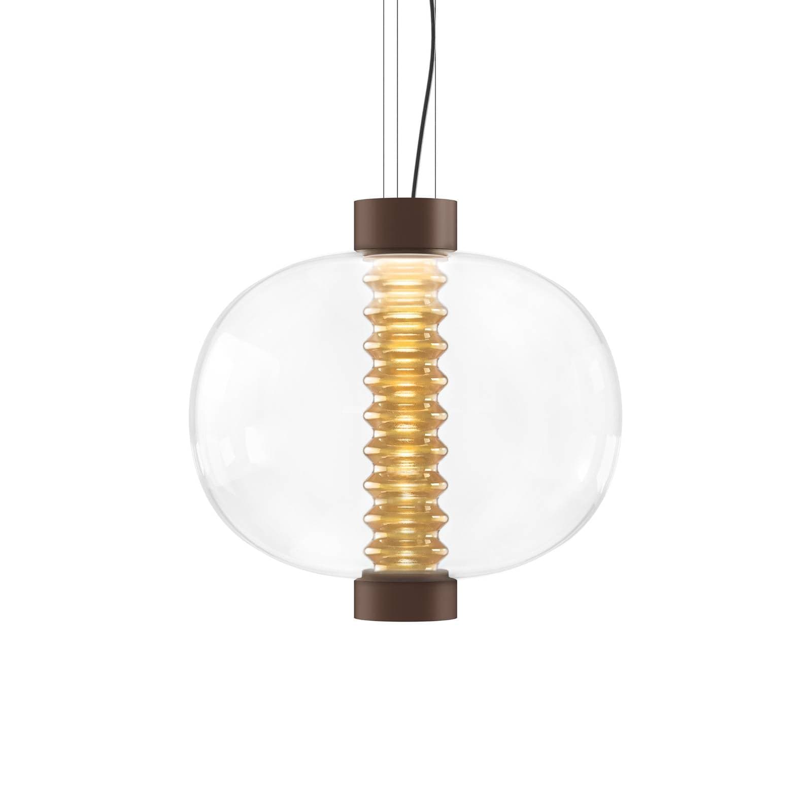 kdln LED závesné svietidlo Bolha, jantárové, Ø 40 cm, sklo