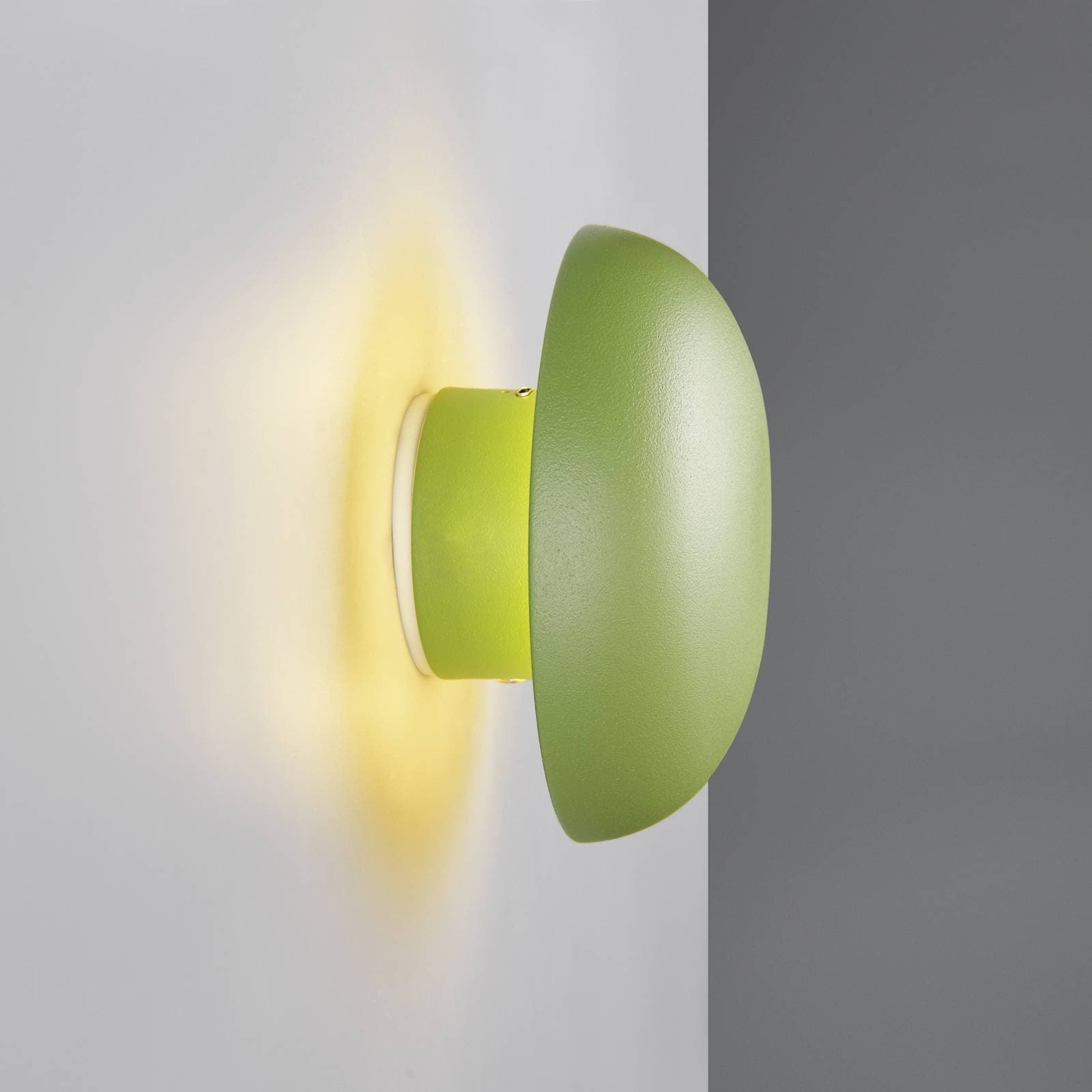 LED akumulátorové nástenné svetlo Davey, zelené, stmievateľné, Ø 15,5 cm