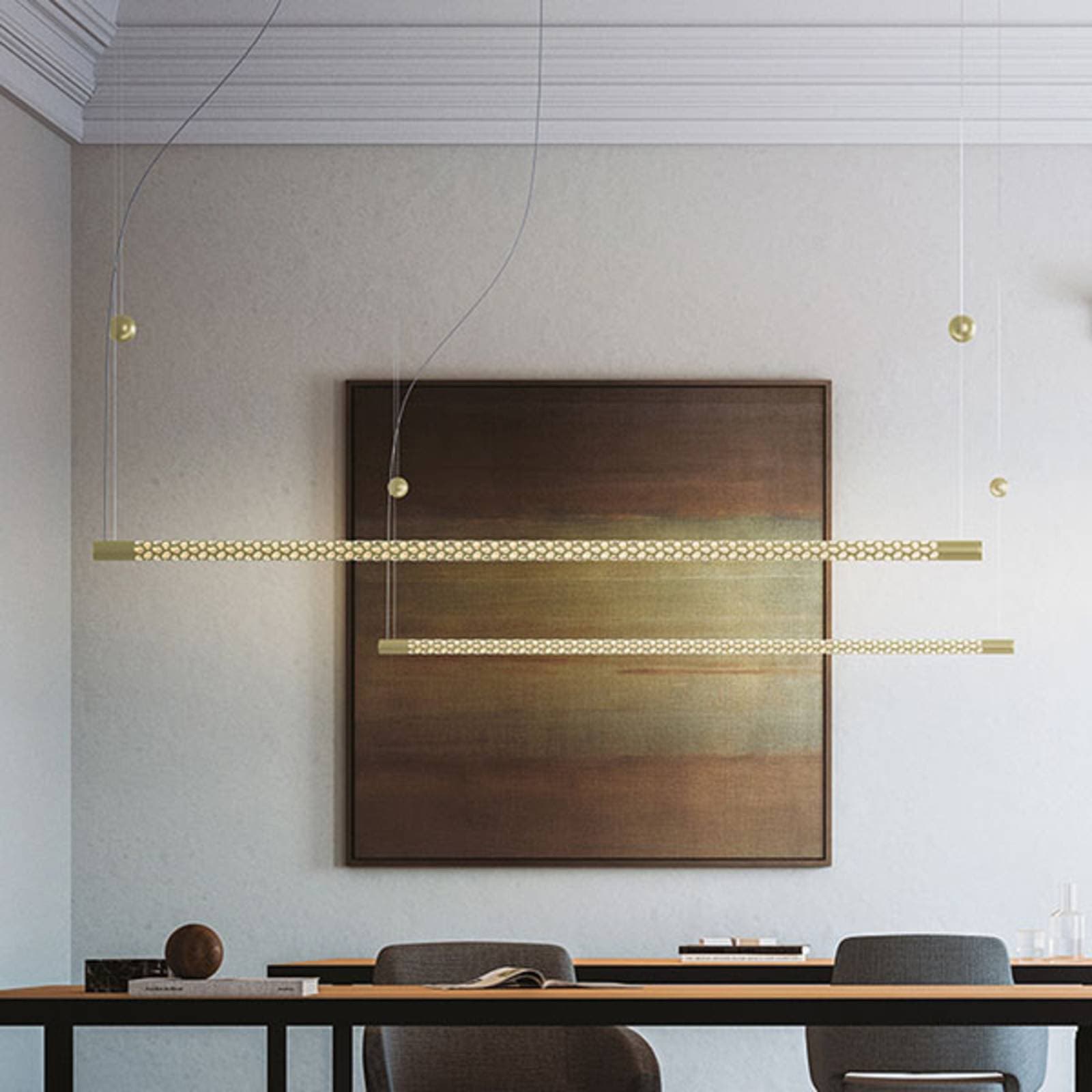 Rotaliana Squiggle H8 závesné LED zlaté 140 cm