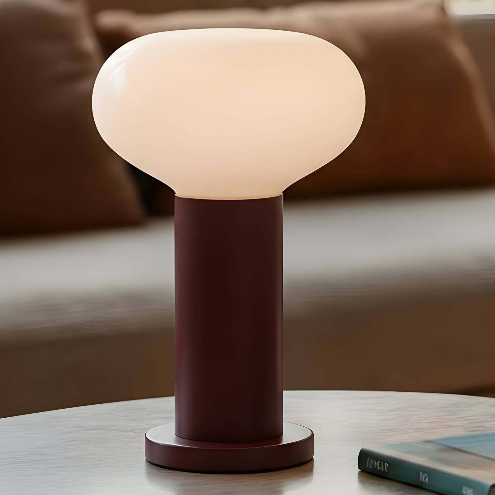 Stolová lampa Flo, červená, Ø 19 cm, sklo