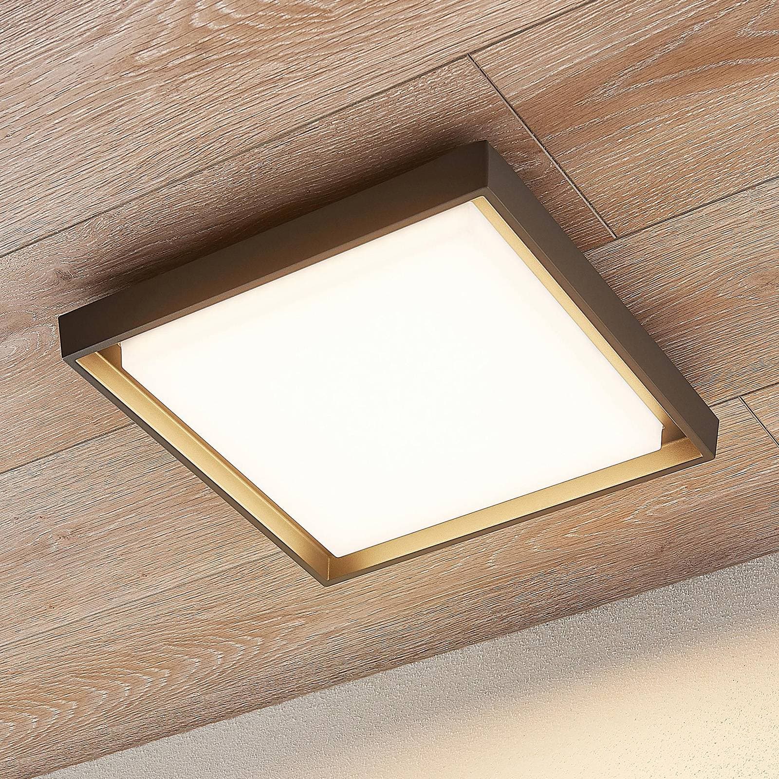 Lucande LED vonkajšie stropné svietidlo Birta, tmavošedé, IP54, 34 cm