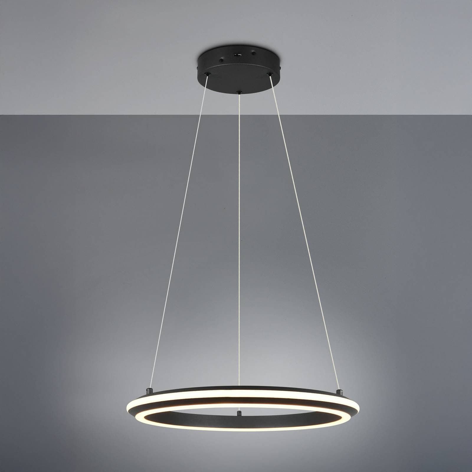 LED závesné svietidlo Amador, Ø 45 cm, čierna matná, kov, CCT