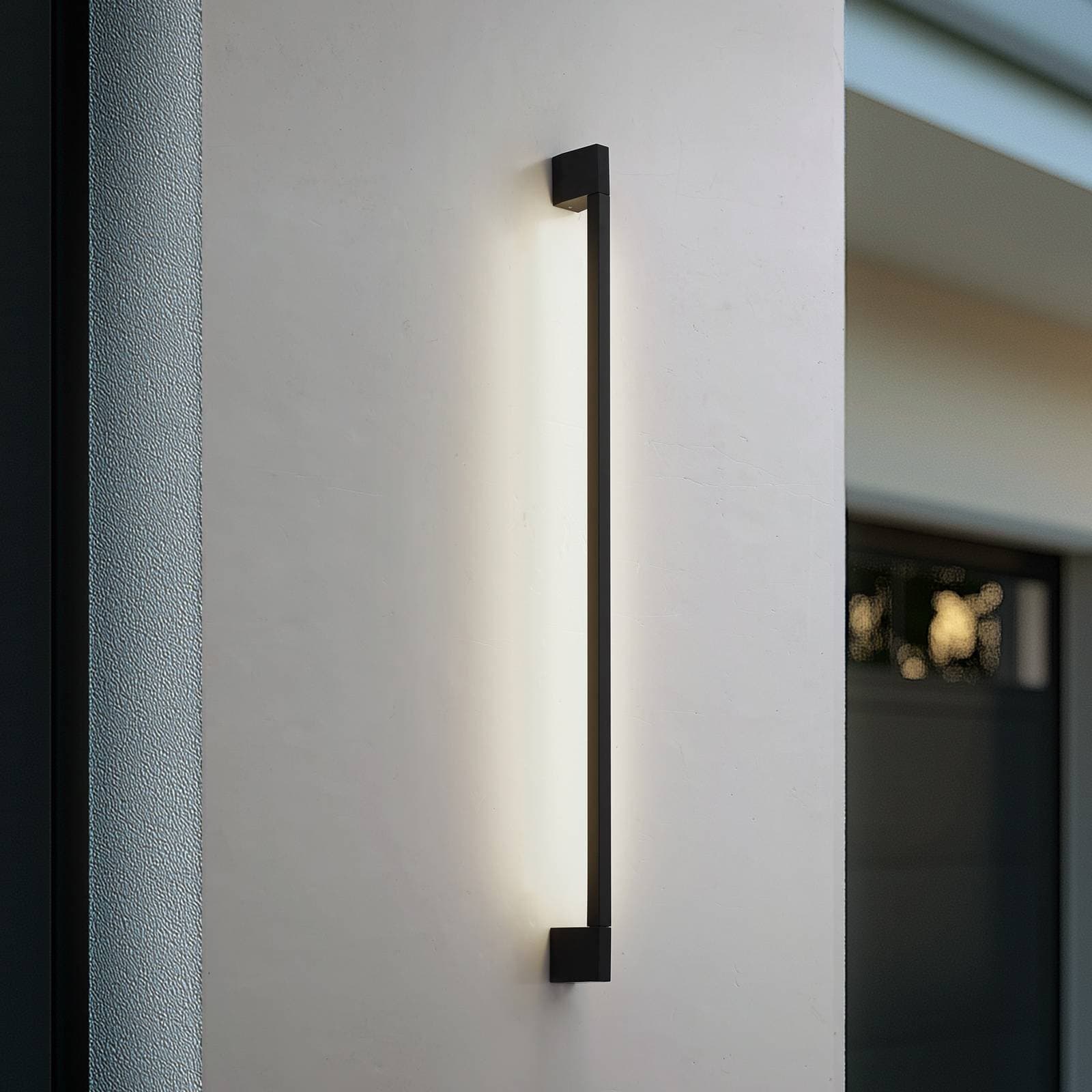 Lindby LED nástenné svetlo Neano, 120 cm, čierna, kov, IP54