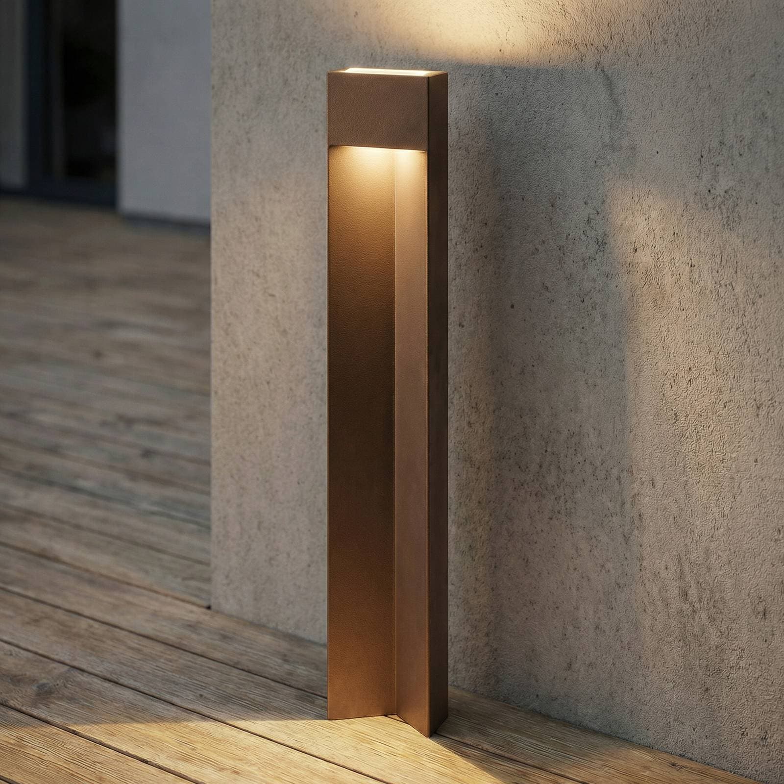 LED chodníkové svetlo Lucande Kaholo, hnedé, 90 cm, IP44