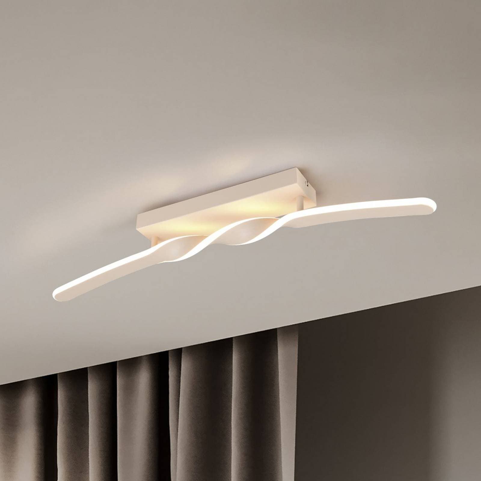 Stropné LED svetlo Ginko, piesok, kov, dĺžka 79 cm
