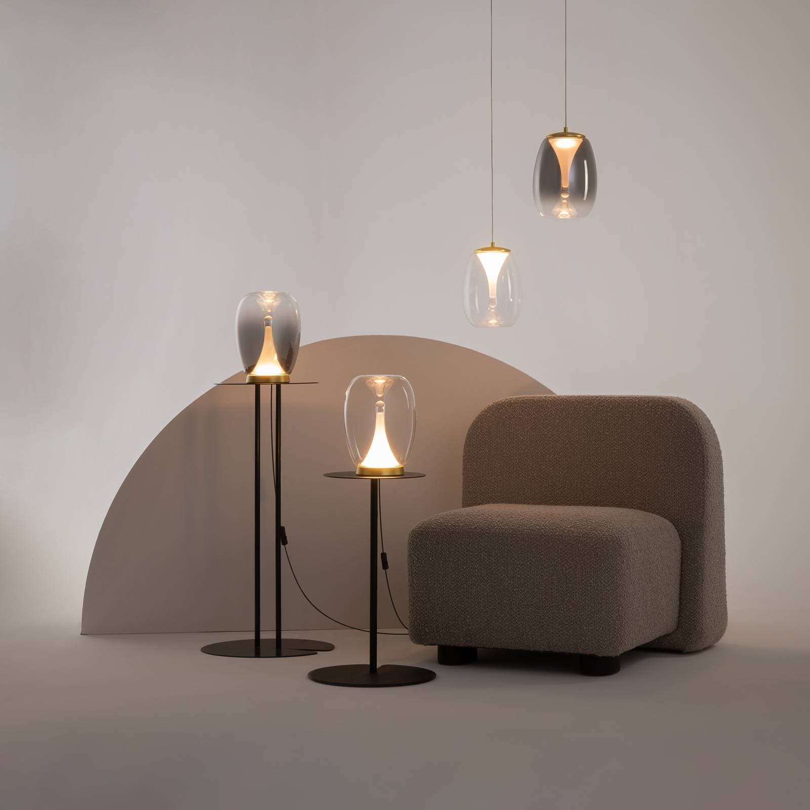 Maytoni LED závesné svetlo Splash, číre, Ø 20 cm, sklo