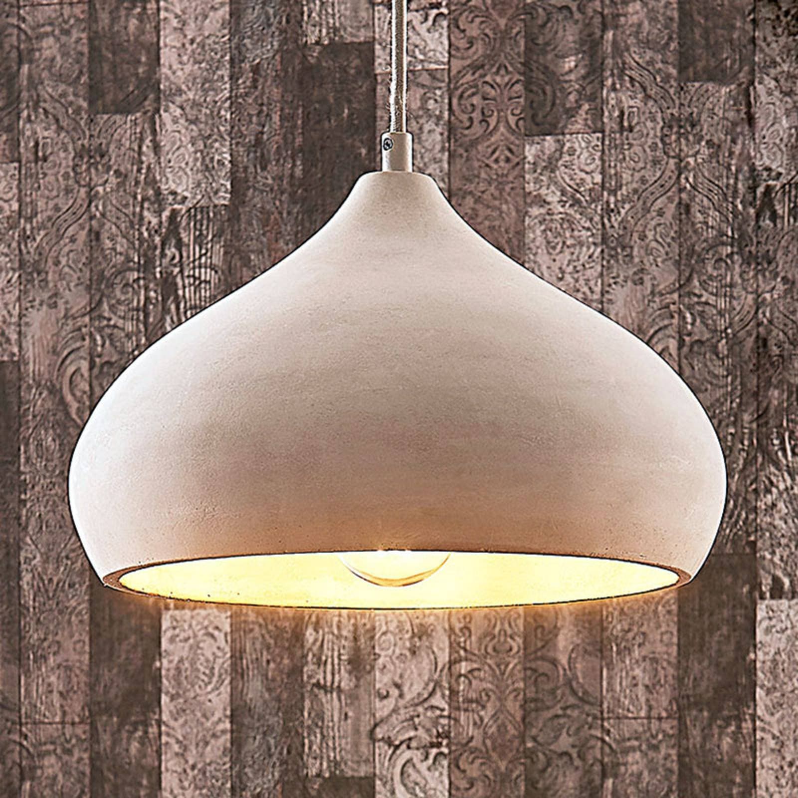 Závesné svietidlo Lindby Morton, Ø 29 cm, sivá, betón, E27