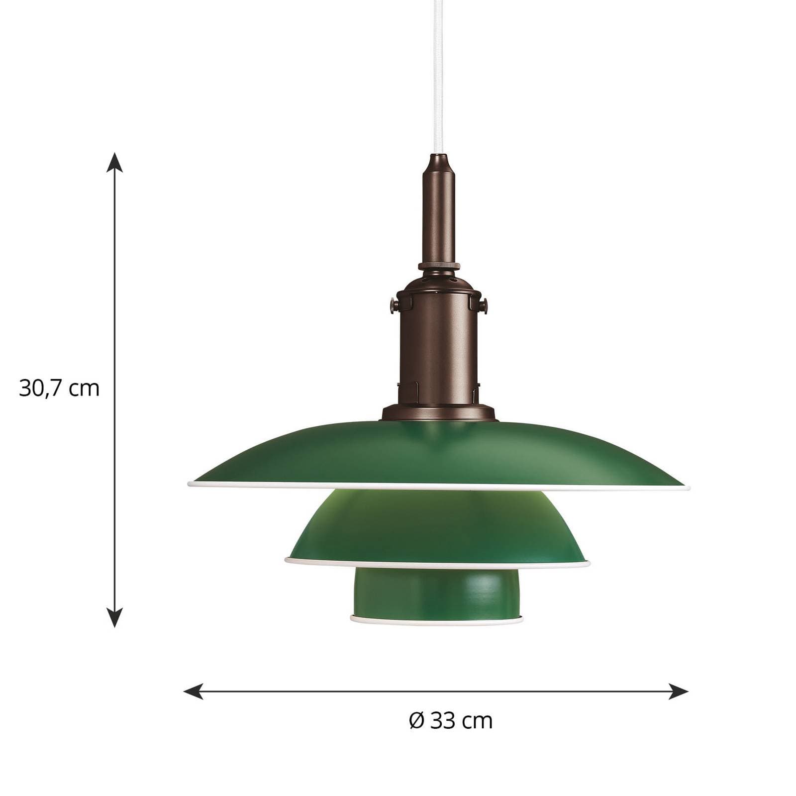 Louis Poulsen PH 3 1/2-3 závesná lampa meď/zelená