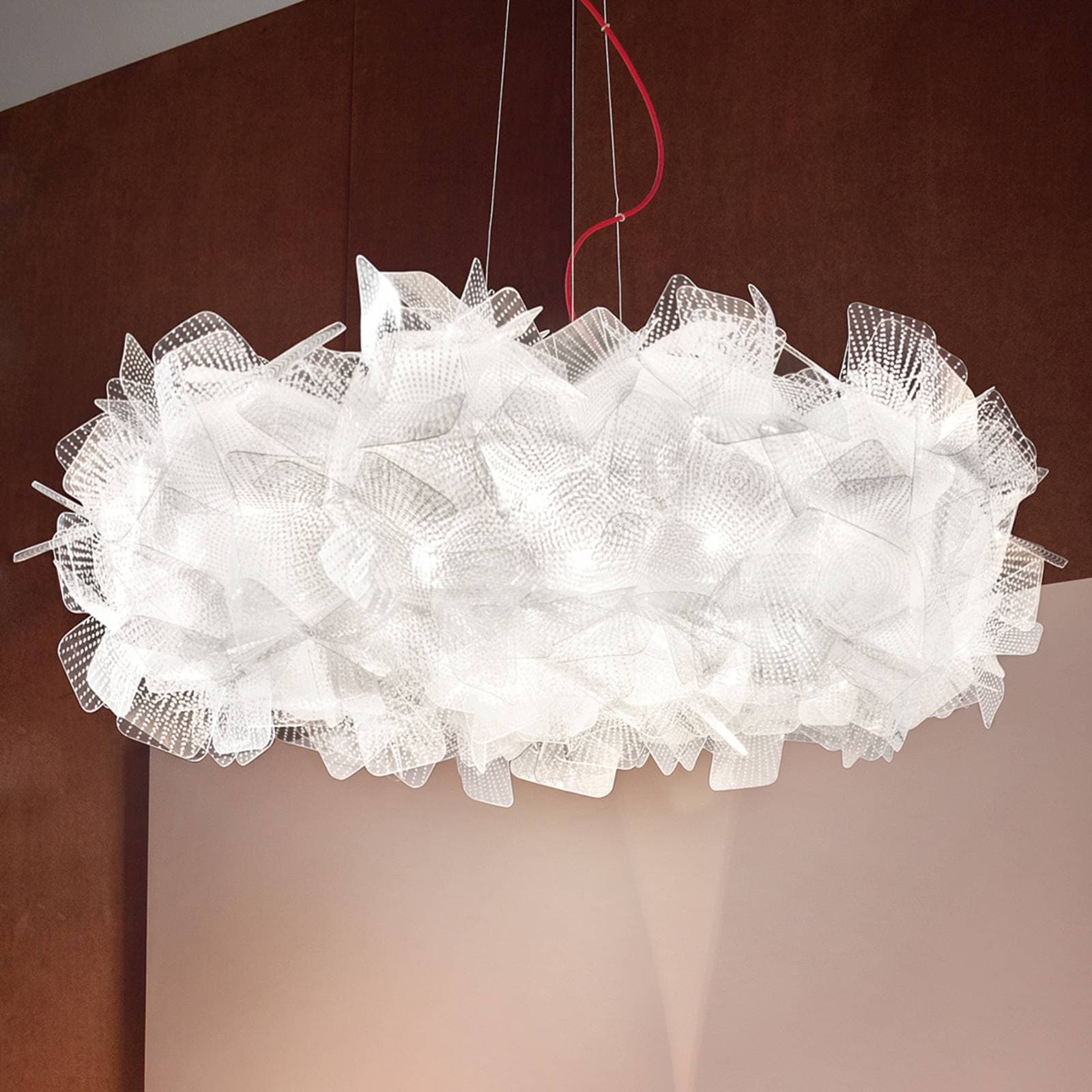 Slamp Clizia Pixel lampa, červená kábel, Ø 78 cm
