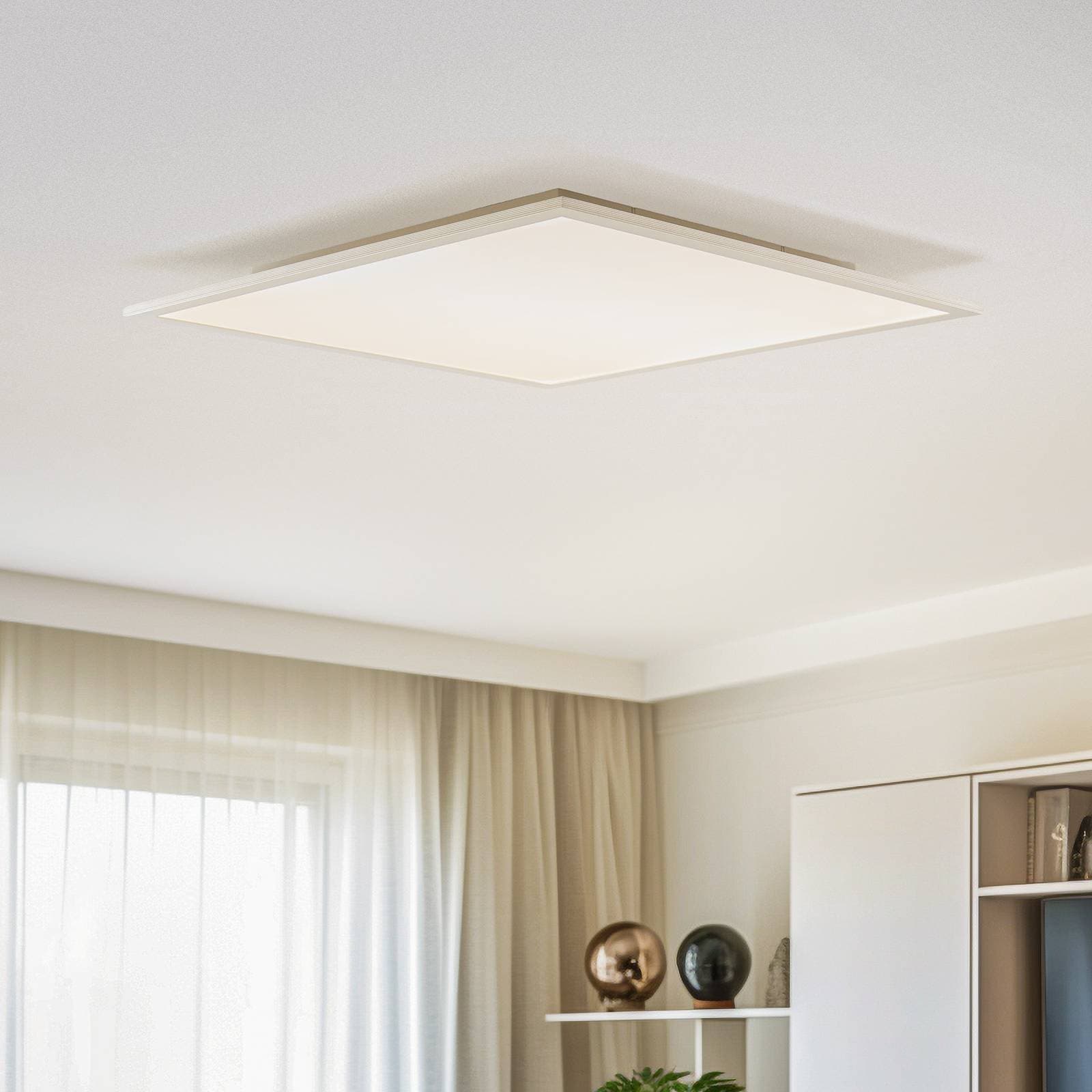 Lindby LED panel Livel, 4000K, 62 cm x 62 cm, strieborný, kov