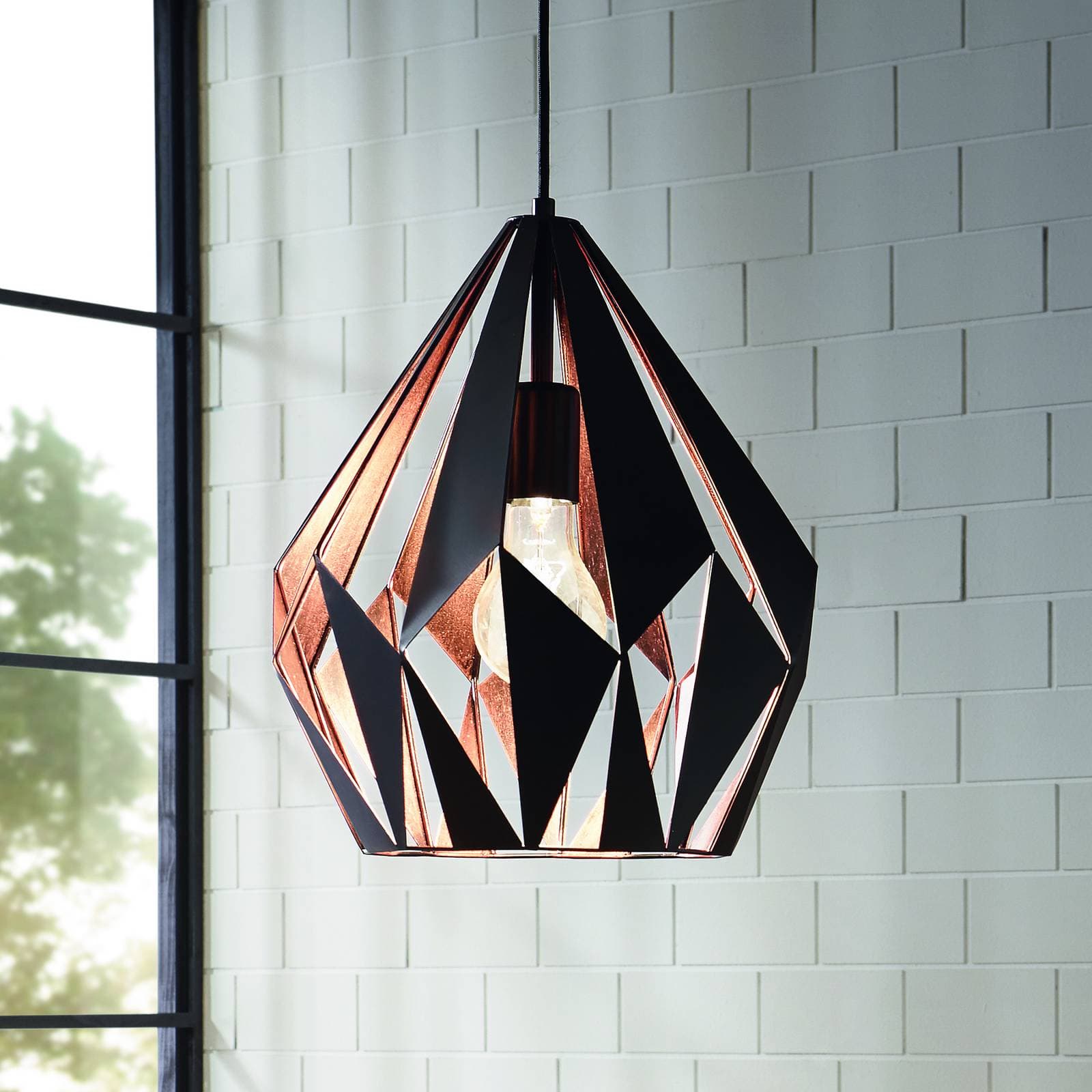 Závesná lampa Carlton čierno-medená Ø 31 cm