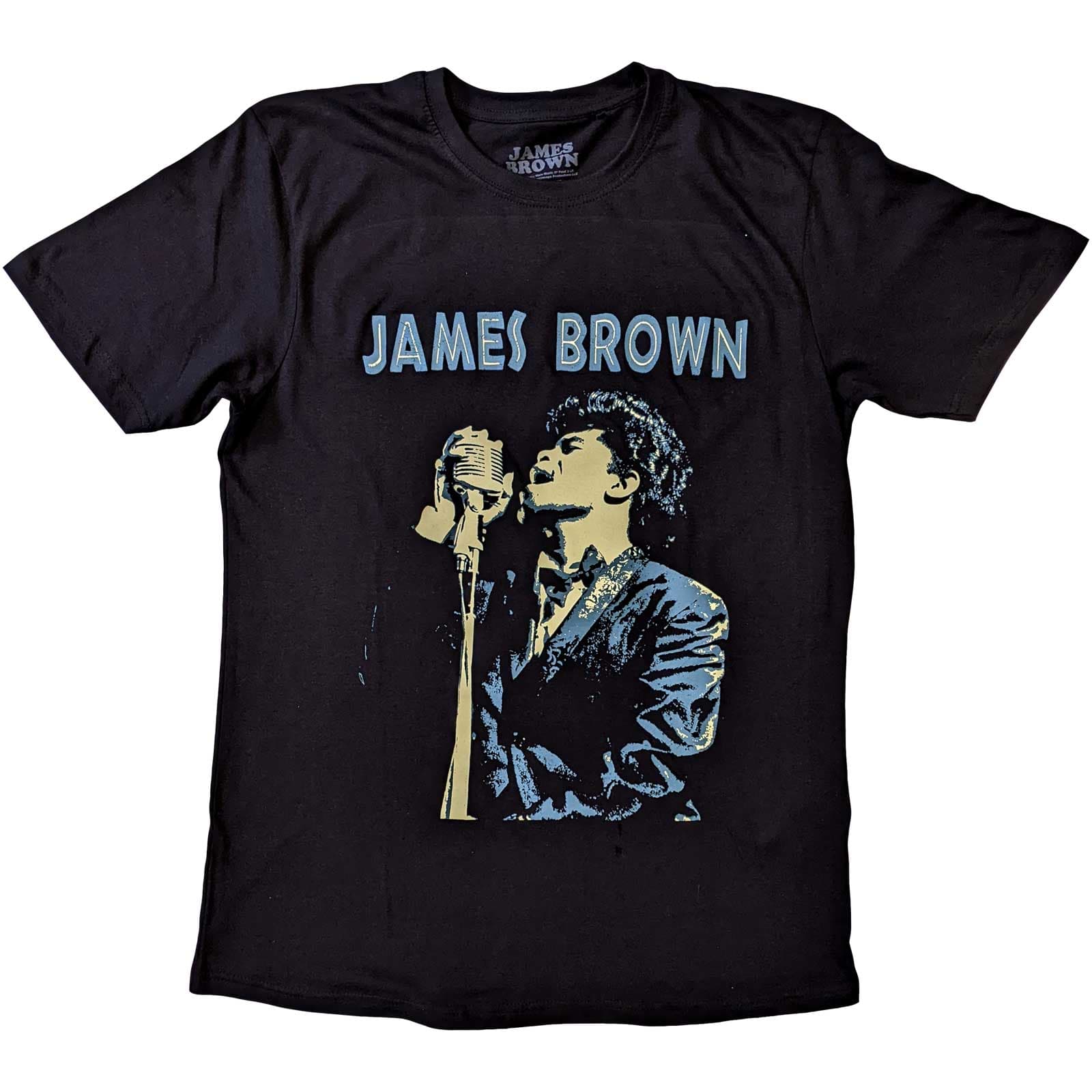 Tričko James Brown - Holding Mic, Unisex,Čierna,M