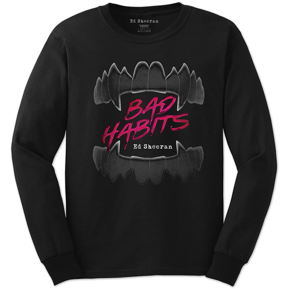Tričko s dlhým rukávom Ed Sheeran - Bad Habits, Unisex,Čierna,L