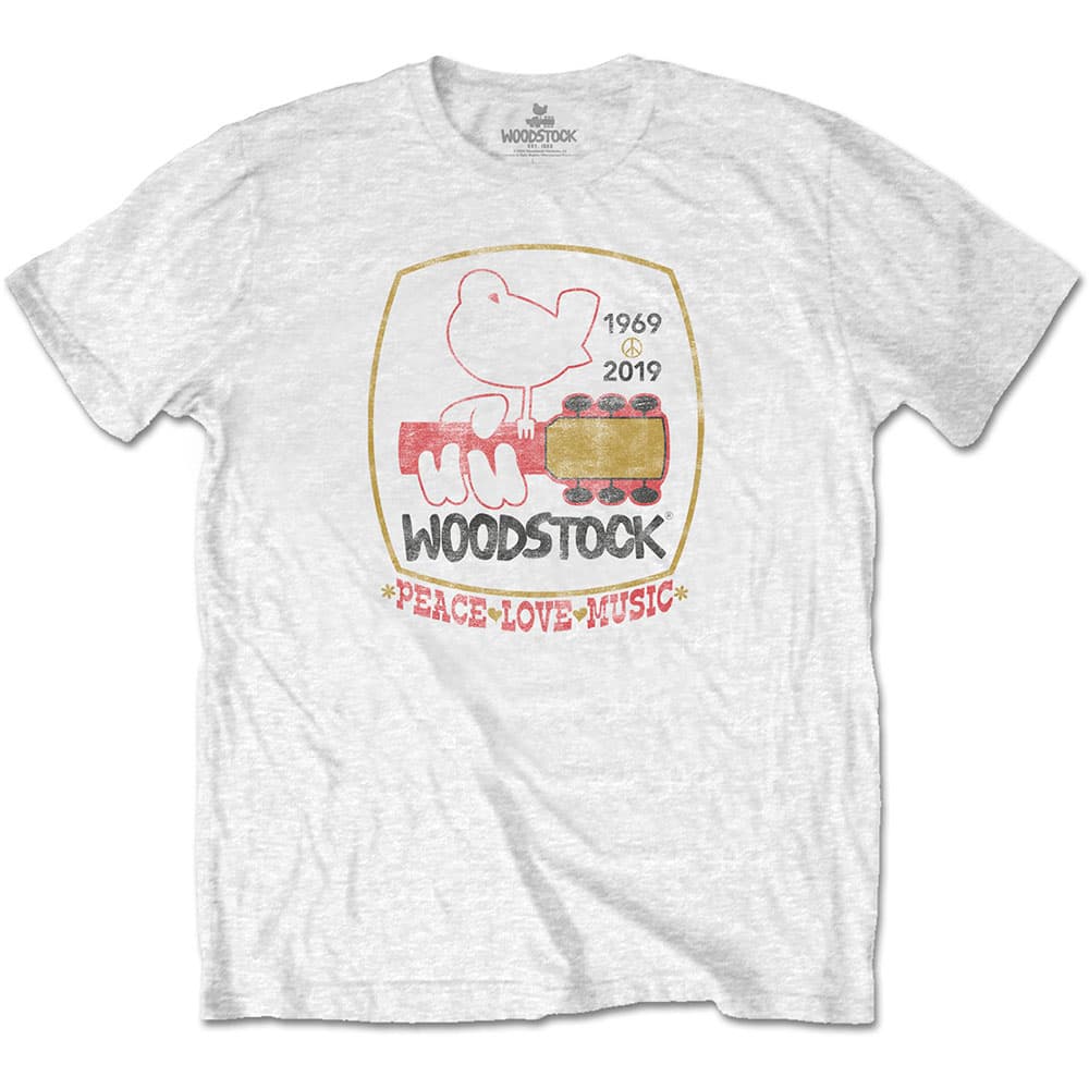 Tričko Woodstock - Peace Love Music, Unisex,Biela,XL