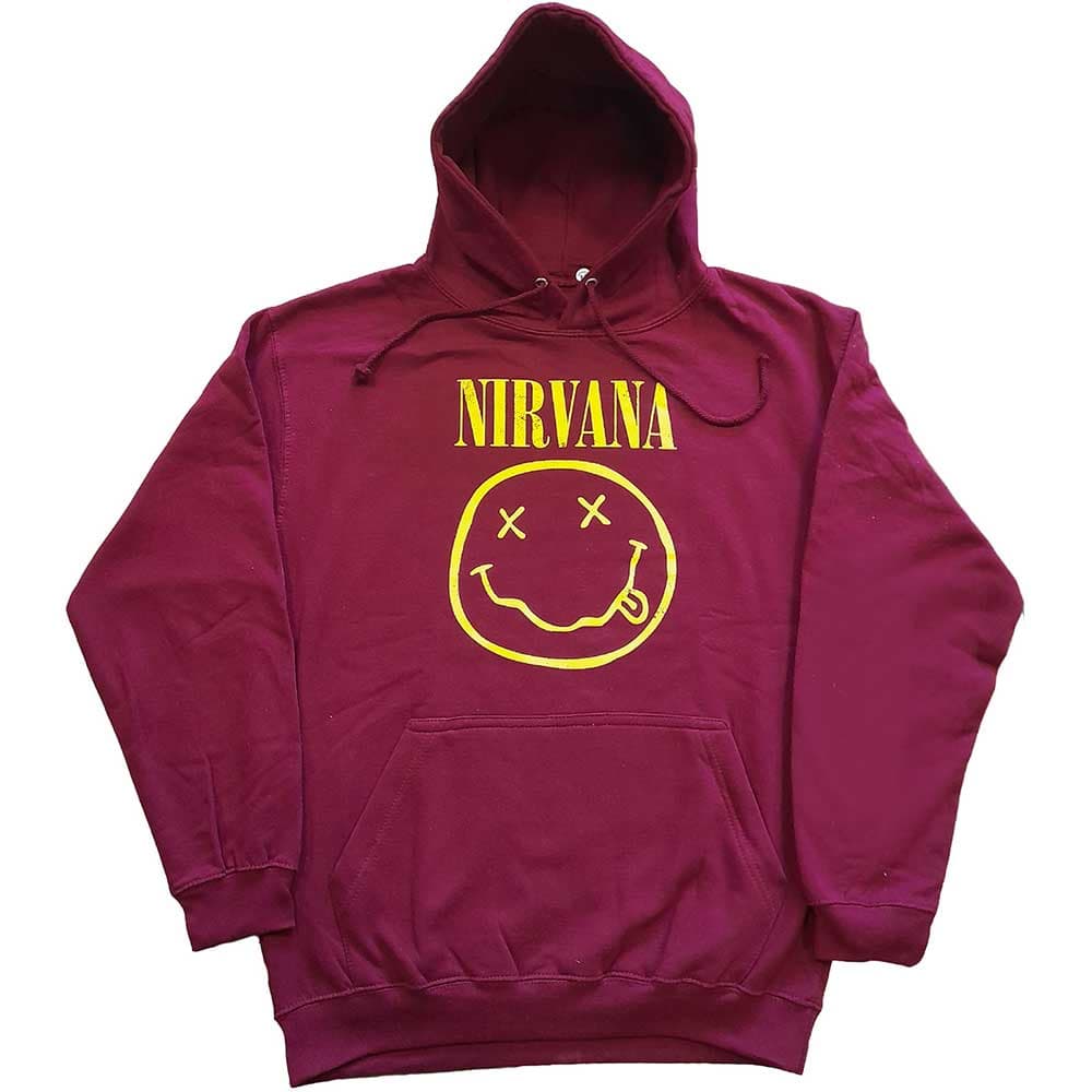 Mikina Nirvana - Yellow Smiley, Unisex,Červená,L