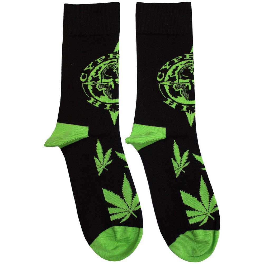 Ponožky Cypress Hill - Logo & Leaves, Unisex,Čierna,UK 7 - 11