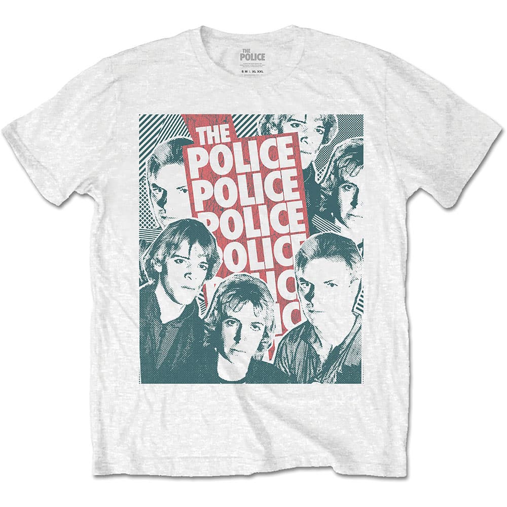 Tričko The Police - Half-tone Faces, Unisex,Biela,XL
