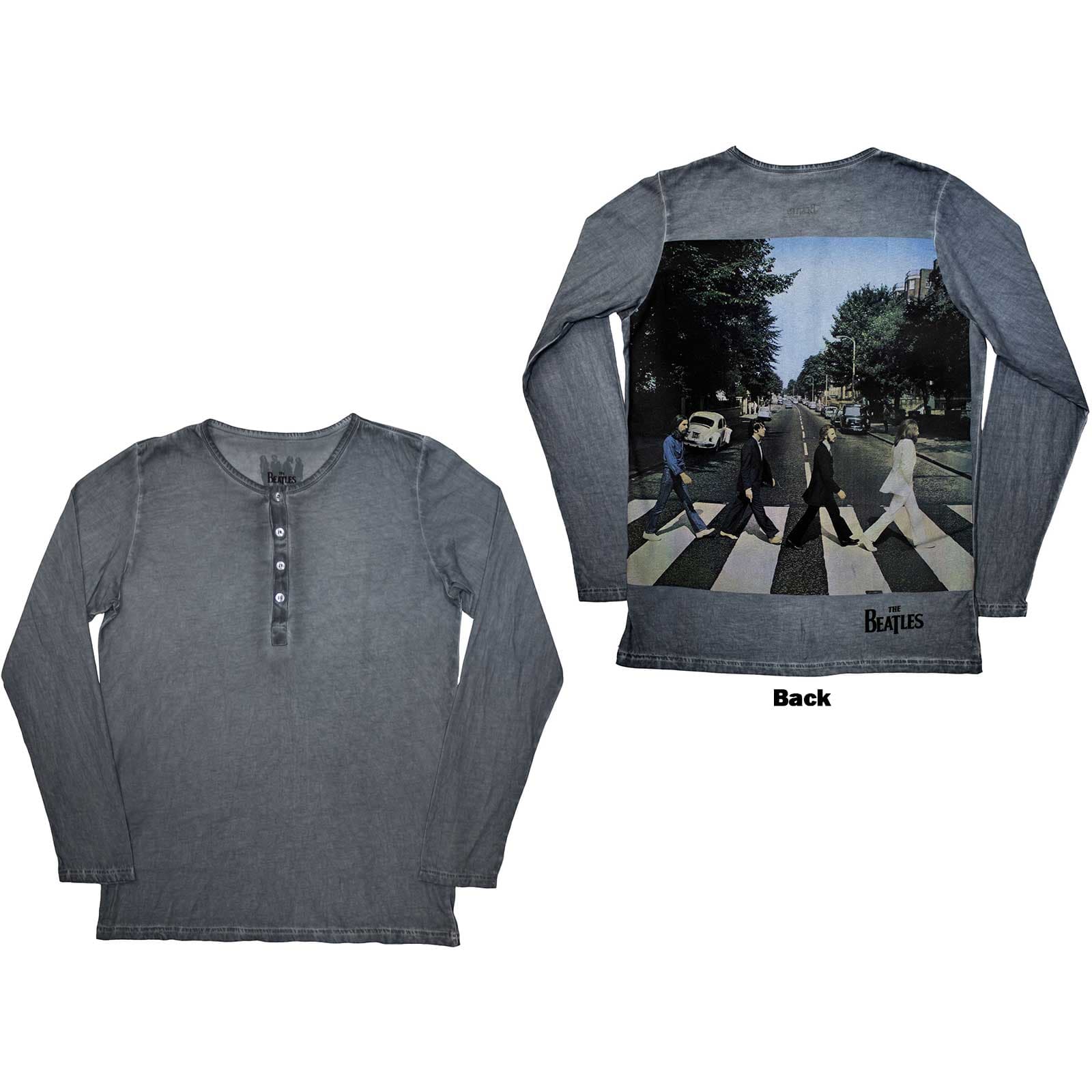 Tričko s dlhým rukávom The Beatles - Abbey Road Back Print Stone Wash, Unisex,Modrá,M