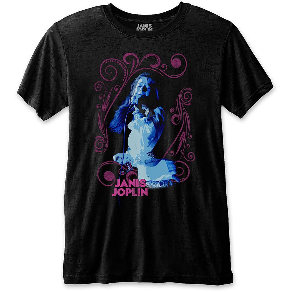 Tričko Janis Joplin - Floral Frame, Unisex,Čierna,S