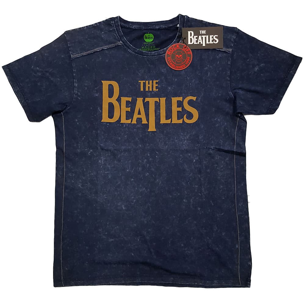 Tričko The Beatles - Drop T Logo, Unisex,Modrá,M