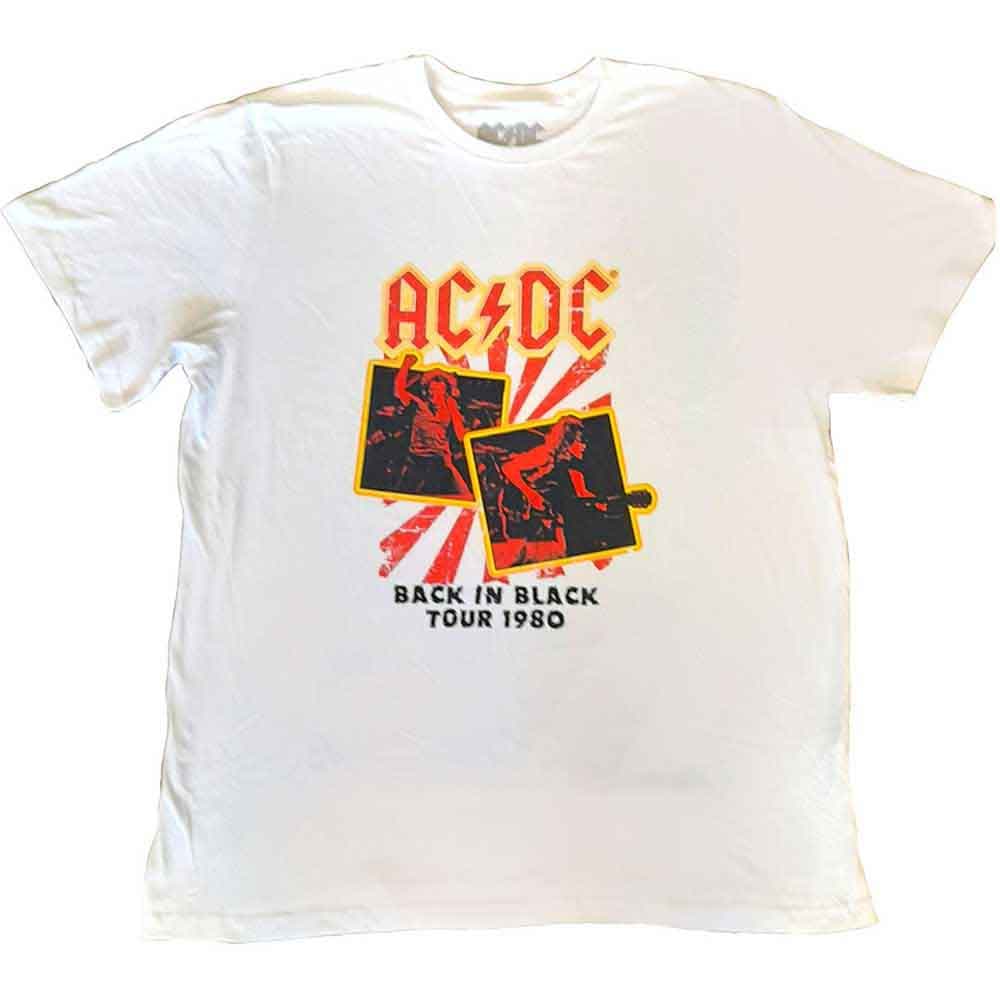 Tričko AC/DC - Back in Black Tour 1980, Unisex,Biela,3XL