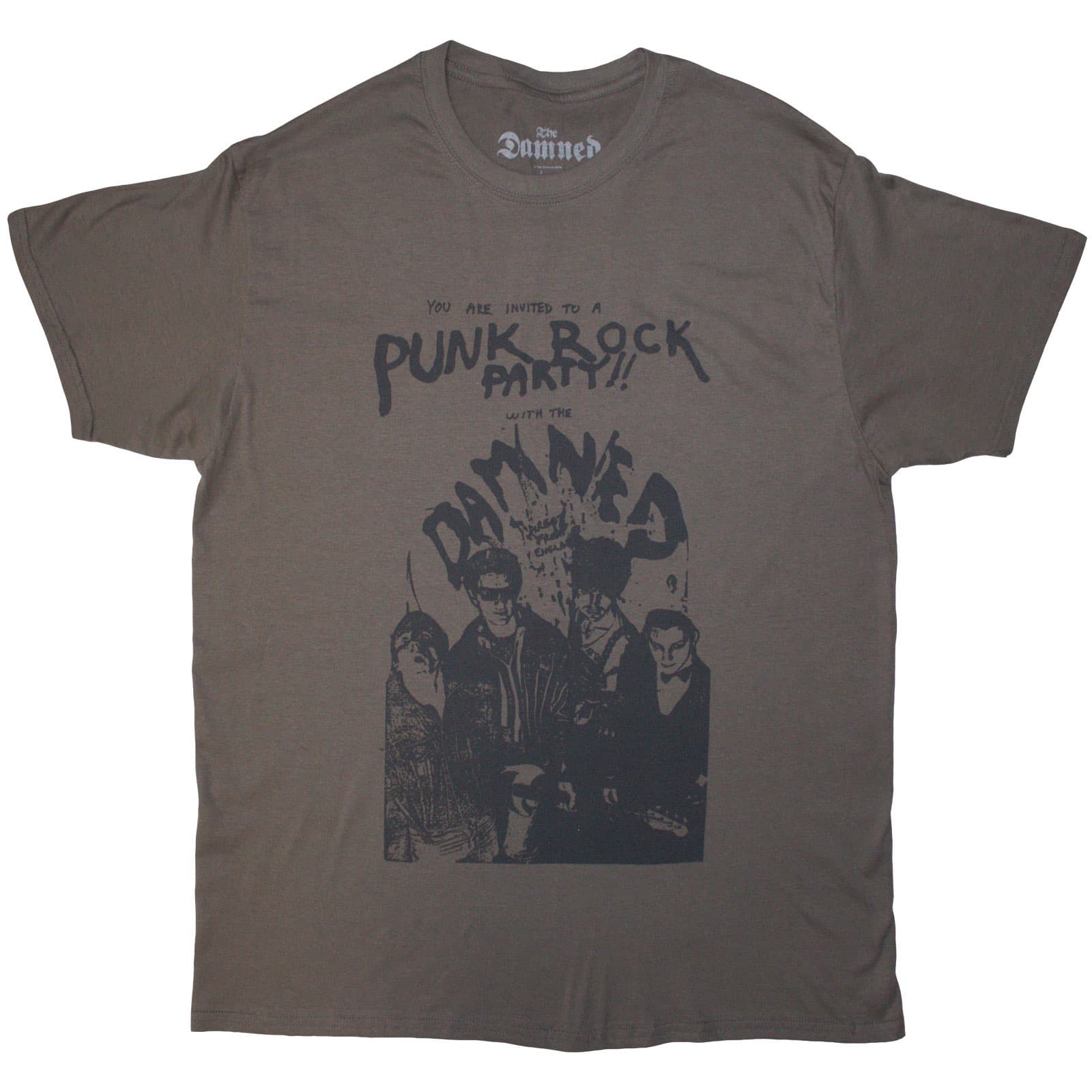 Tričko The Damned - Party Flyer, Unisex,Šedá,S