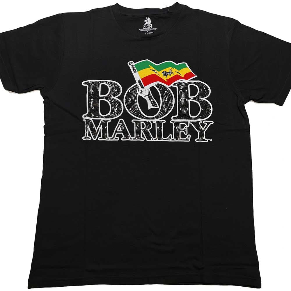 Tričko Bob Marley - Flag Logo, Unisex,Čierna,S