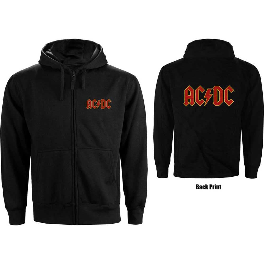 Mikina na zips AC/DC - Logo, Unisex,Čierna,S