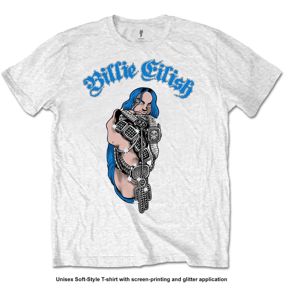 Tričko Billie Eilish - Bling, Unisex,Biela,L