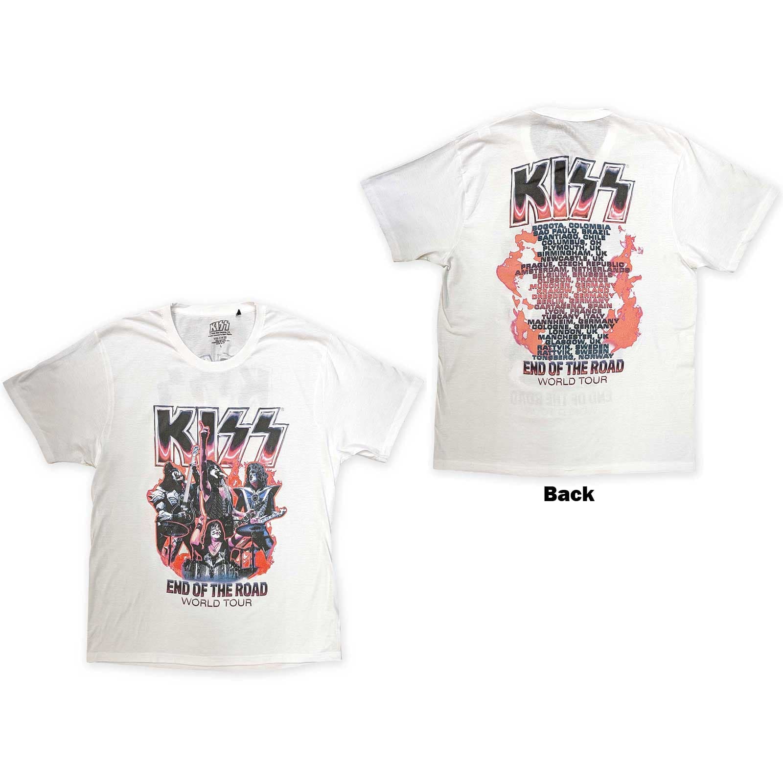 Tričko Kiss - End Of The Road Band Playing, Unisex,Biela,M