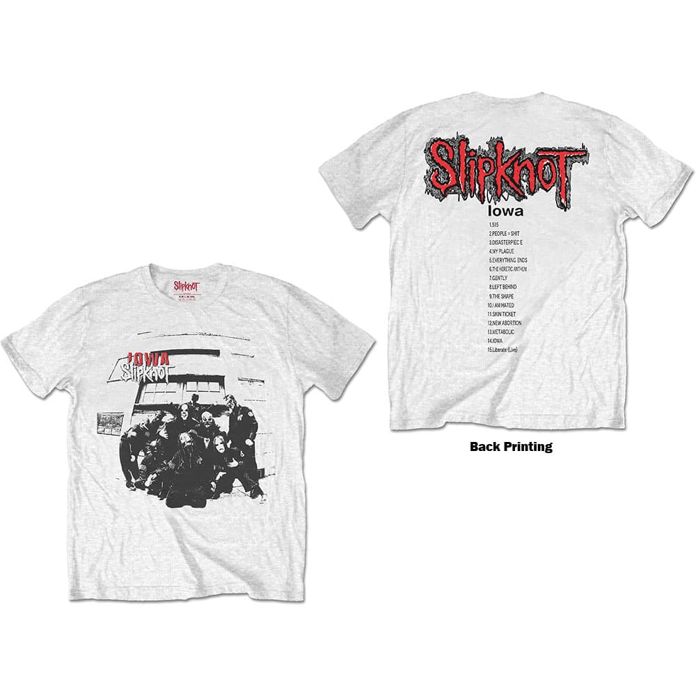 Tričko Slipknot - Iowa Track List, Unisex,Biela,L