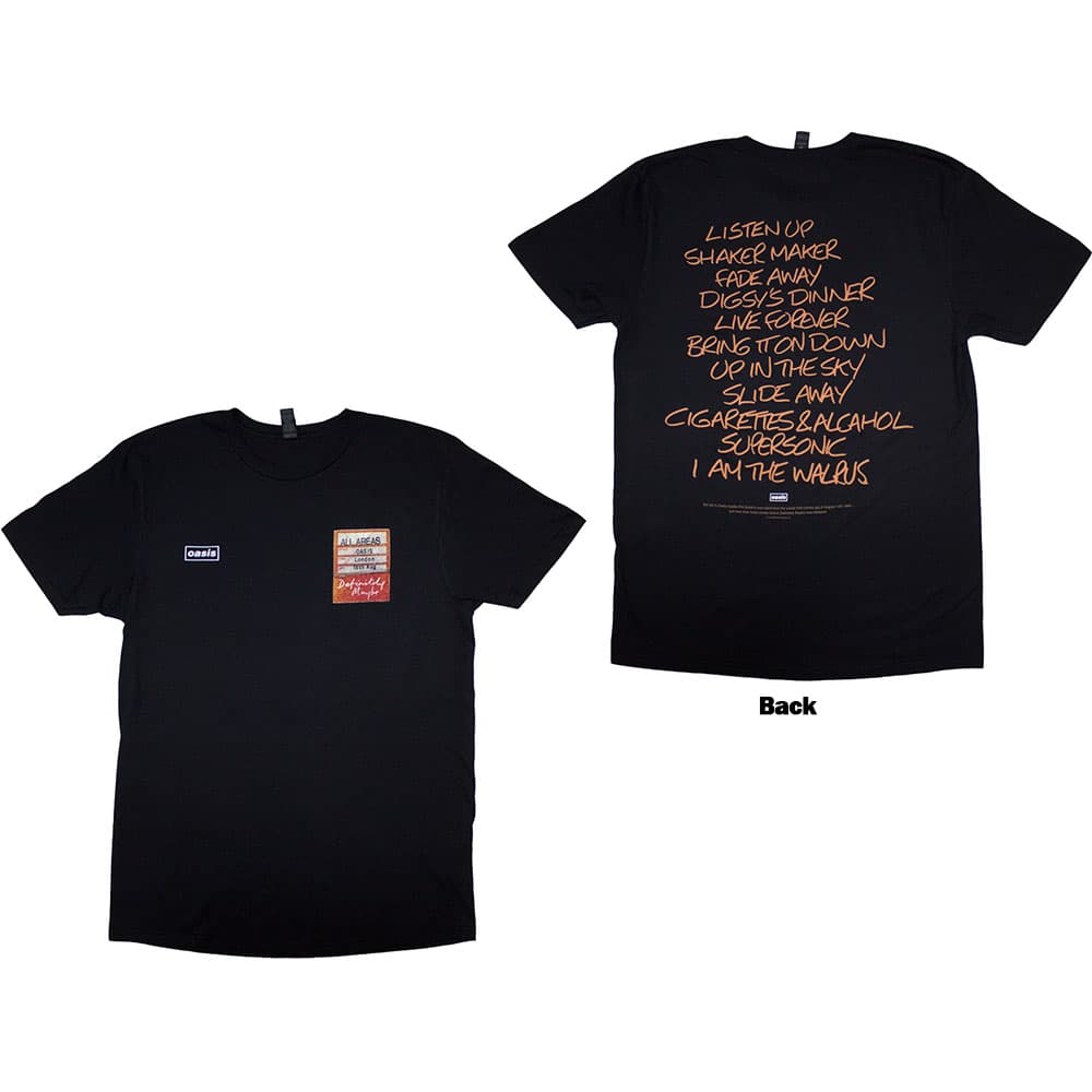 Tričko Oasis - Definitely Maybe AAA Setlist, Unisex,Čierna,M