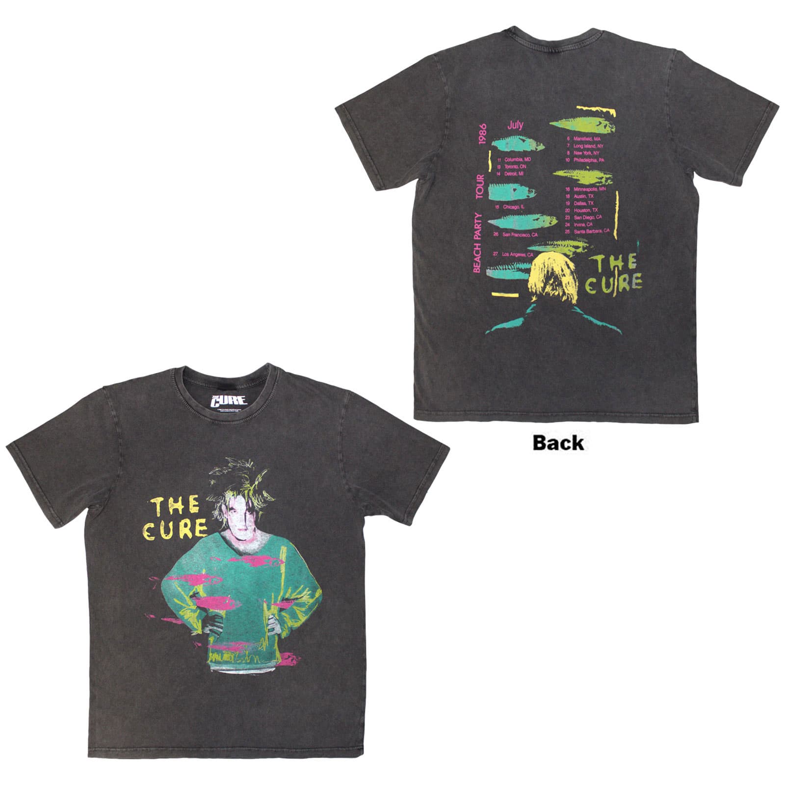 Tričko The Cure - Beach Party Tour '86, Unisex,Šedá,XXL
