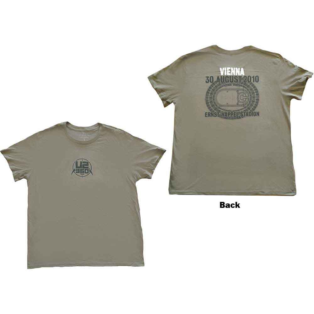 Tričko U2 - 360 Degree Tour Vienna 2010, Unisex,Zelená,XXL
