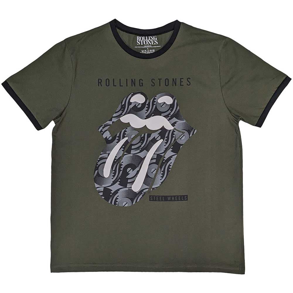 Tričko The Rolling Stones - Black & White Tongue, Unisex,Zelená,M