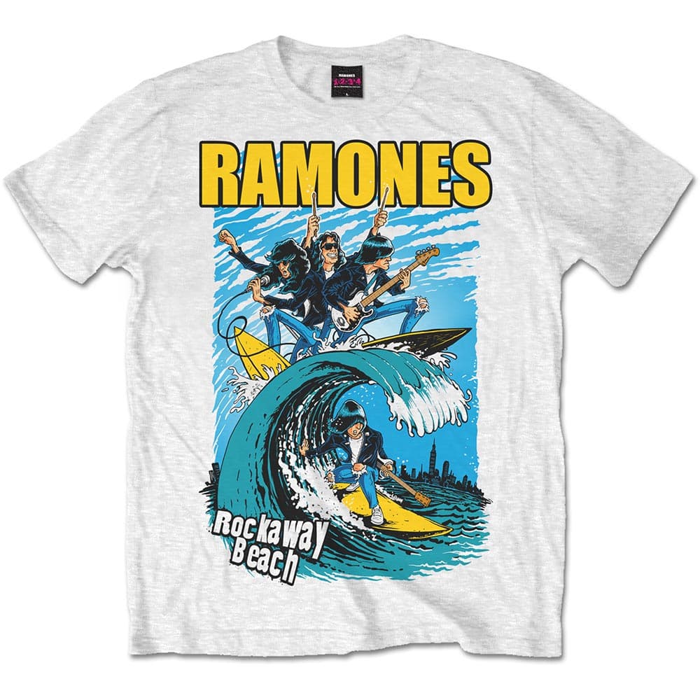 Tričko Ramones - Rockaway Beach, Unisex,Biela,M
