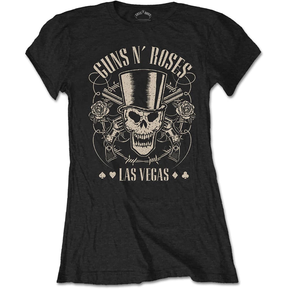 Tričko Guns N’ Roses - Top Hat, Skull & Pistols Las Vegas, Žena,Čierna,L