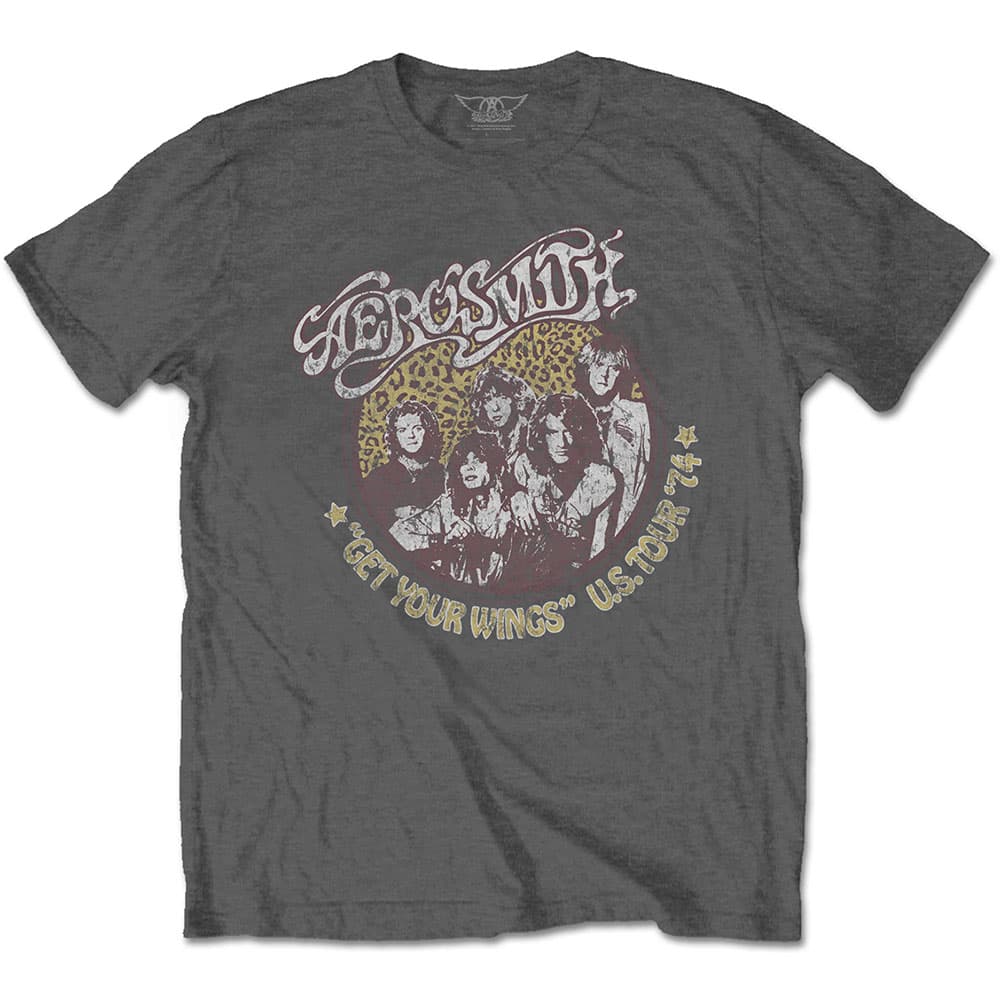 Tričko Aerosmith - Cheetah Print, Unisex,Šedá,M
