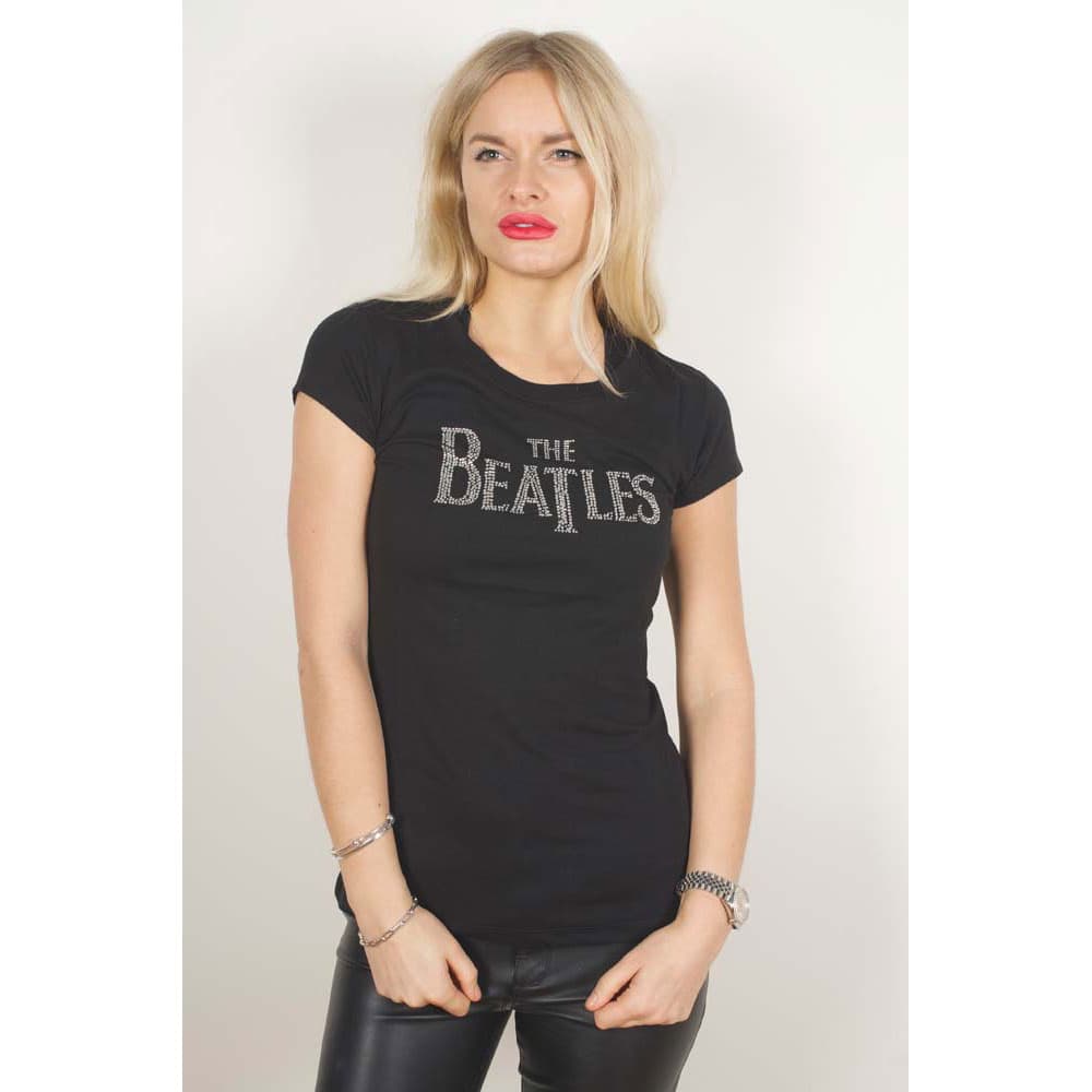 Tričko The Beatles - Drop T Logo, Žena,Čierna,L