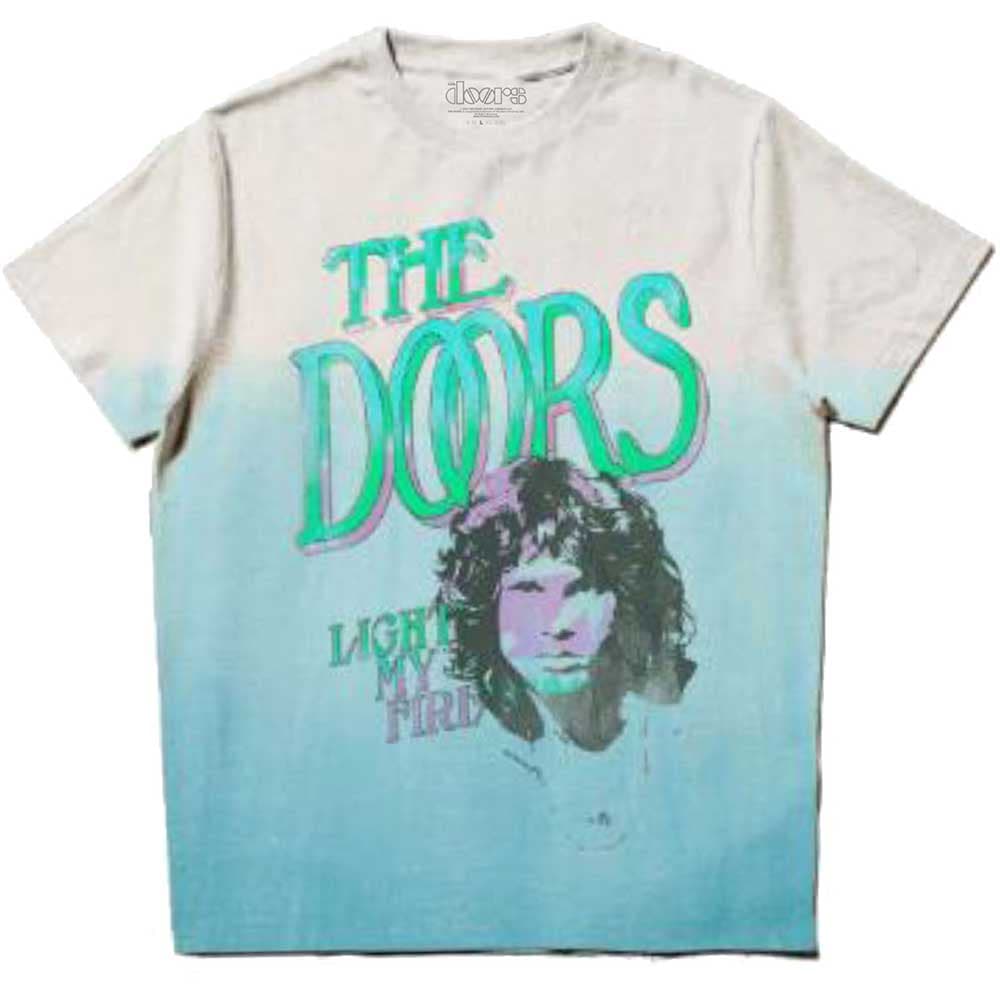 Tričko The Doors - Light My Fire Stacked, Unisex,Modrá,L