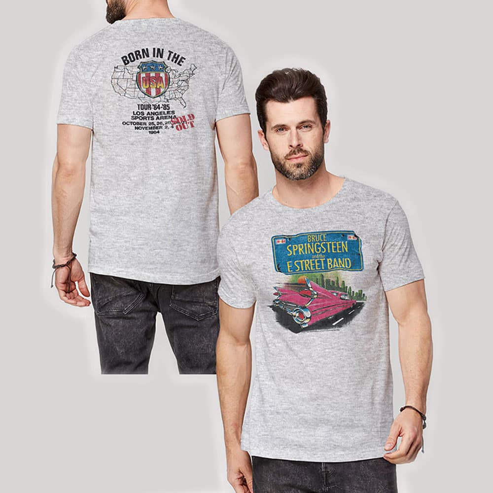 Tričko Bruce Springsteen - Pink Cadillac, Unisex,Šedá,M