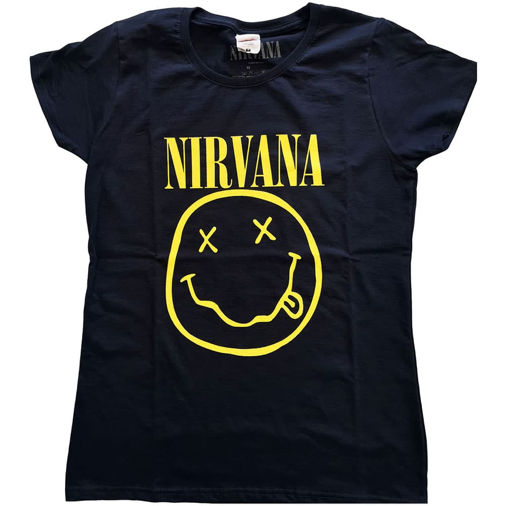 Tričko Nirvana - Yellow Smiley, Žena,Modrá,M