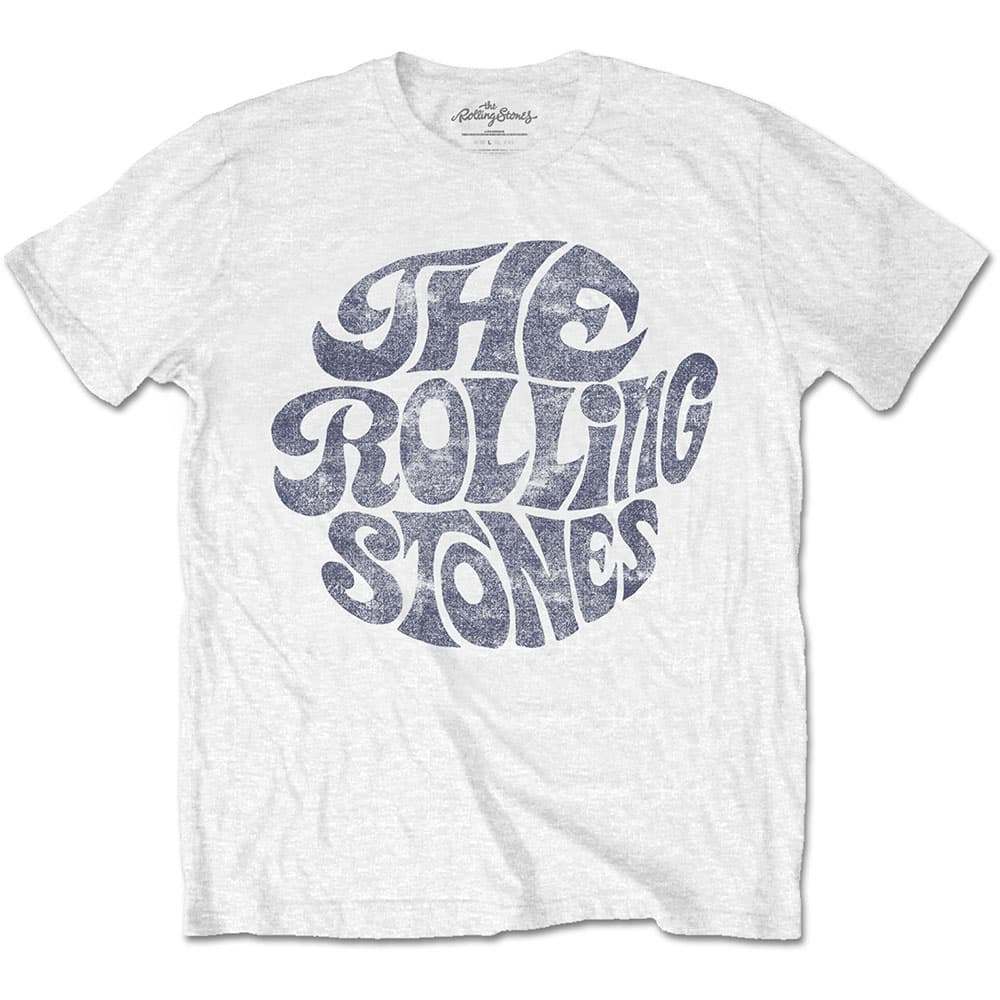 Tričko The Rolling Stones - Vintage 70s Logo, Unisex,Biela,L