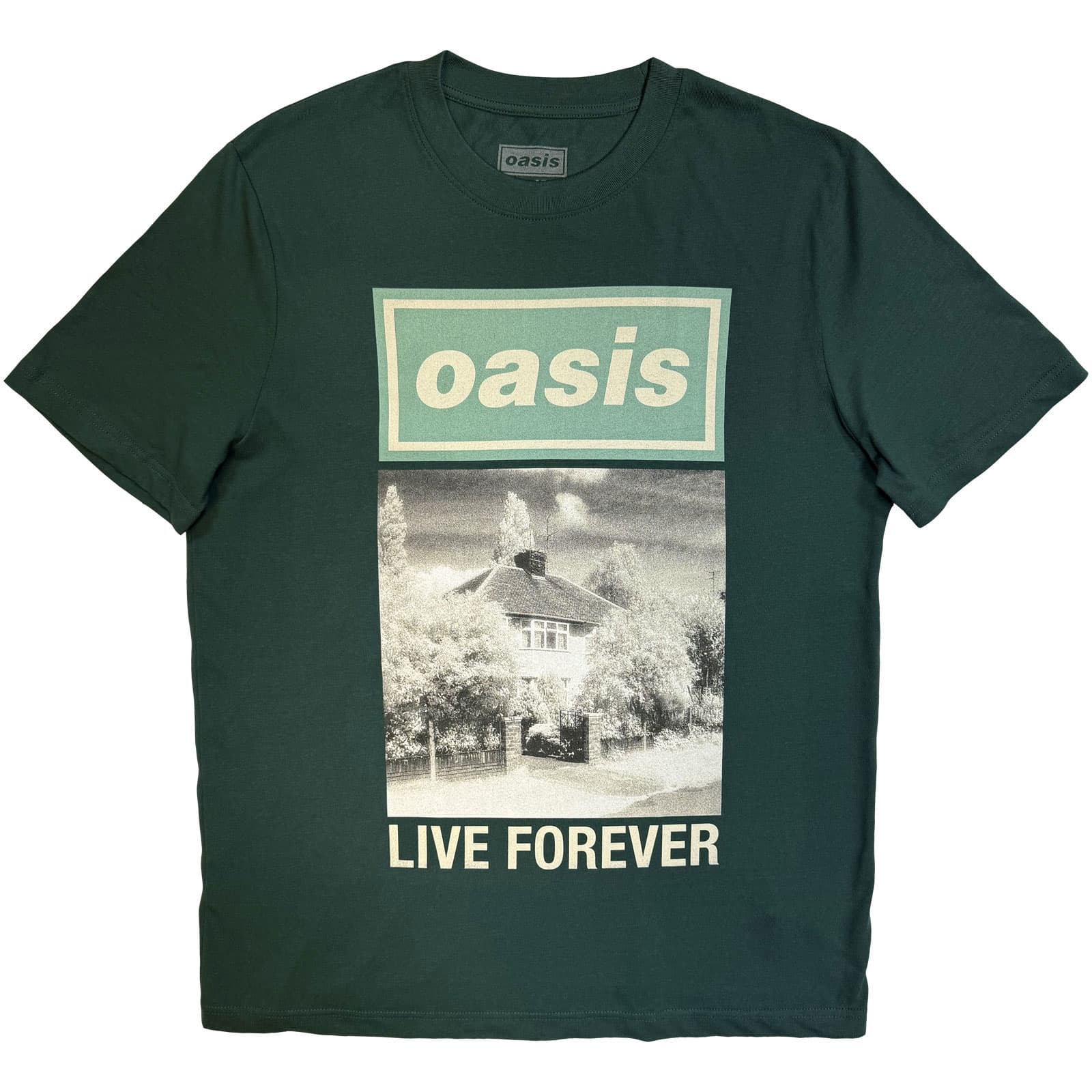 Tričko Oasis - Live Forever Single Cover, Unisex,Zelená,S