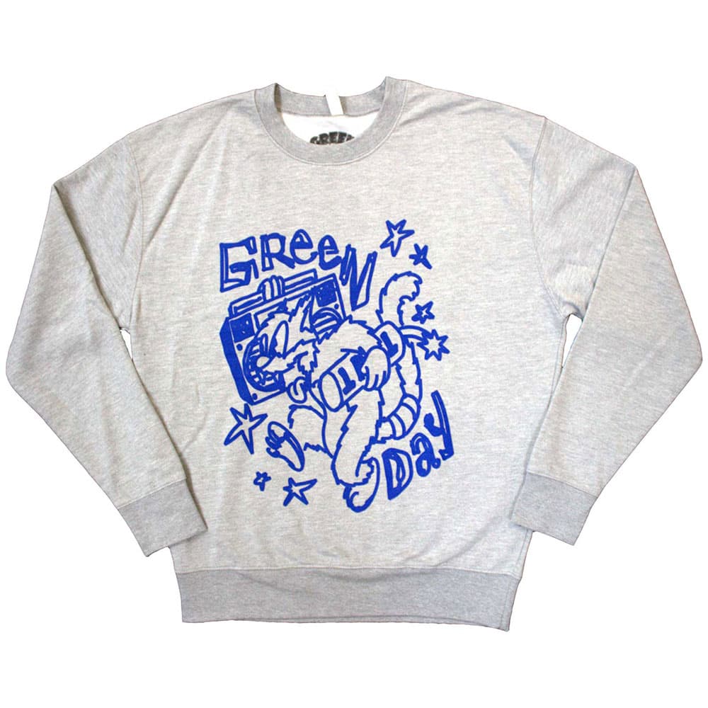 Crewneck Green Day - Cat Blaster, Unisex,Šedá,L