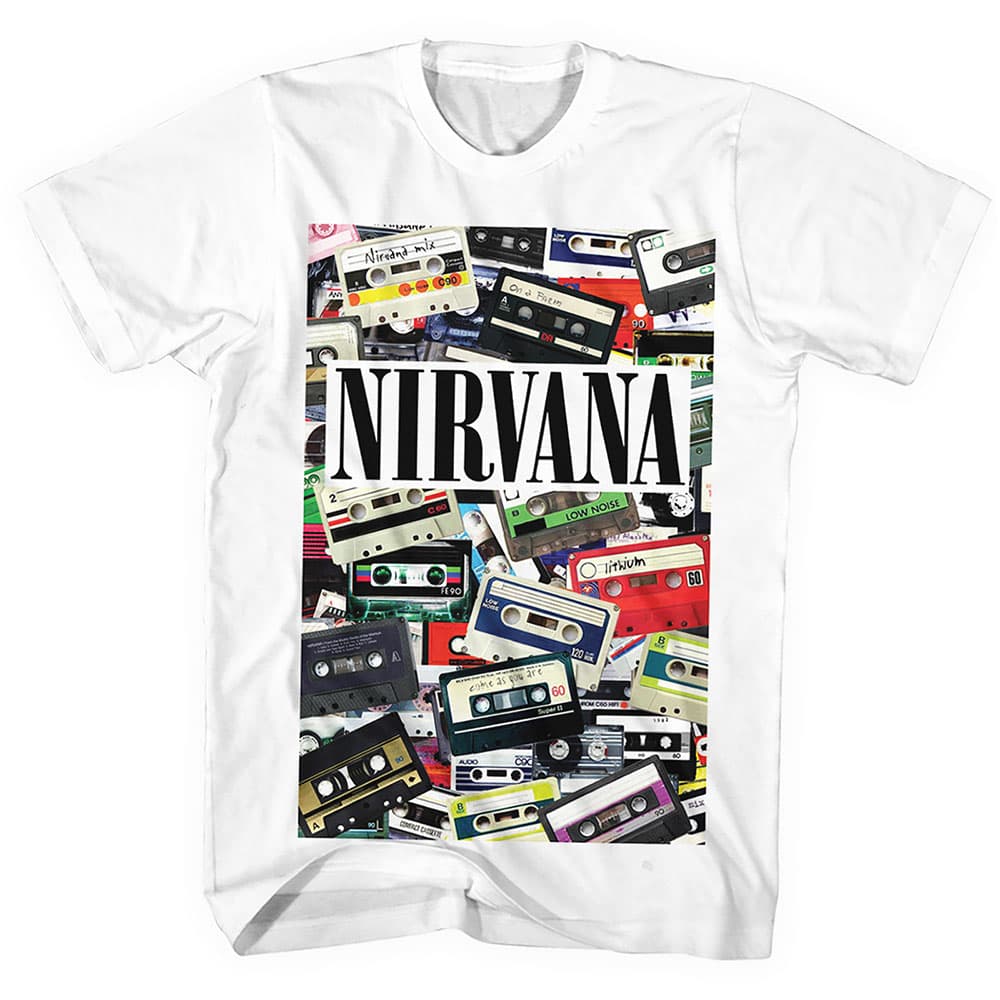 Tričko Nirvana - Cassettes, Unisex,Biela,XXL