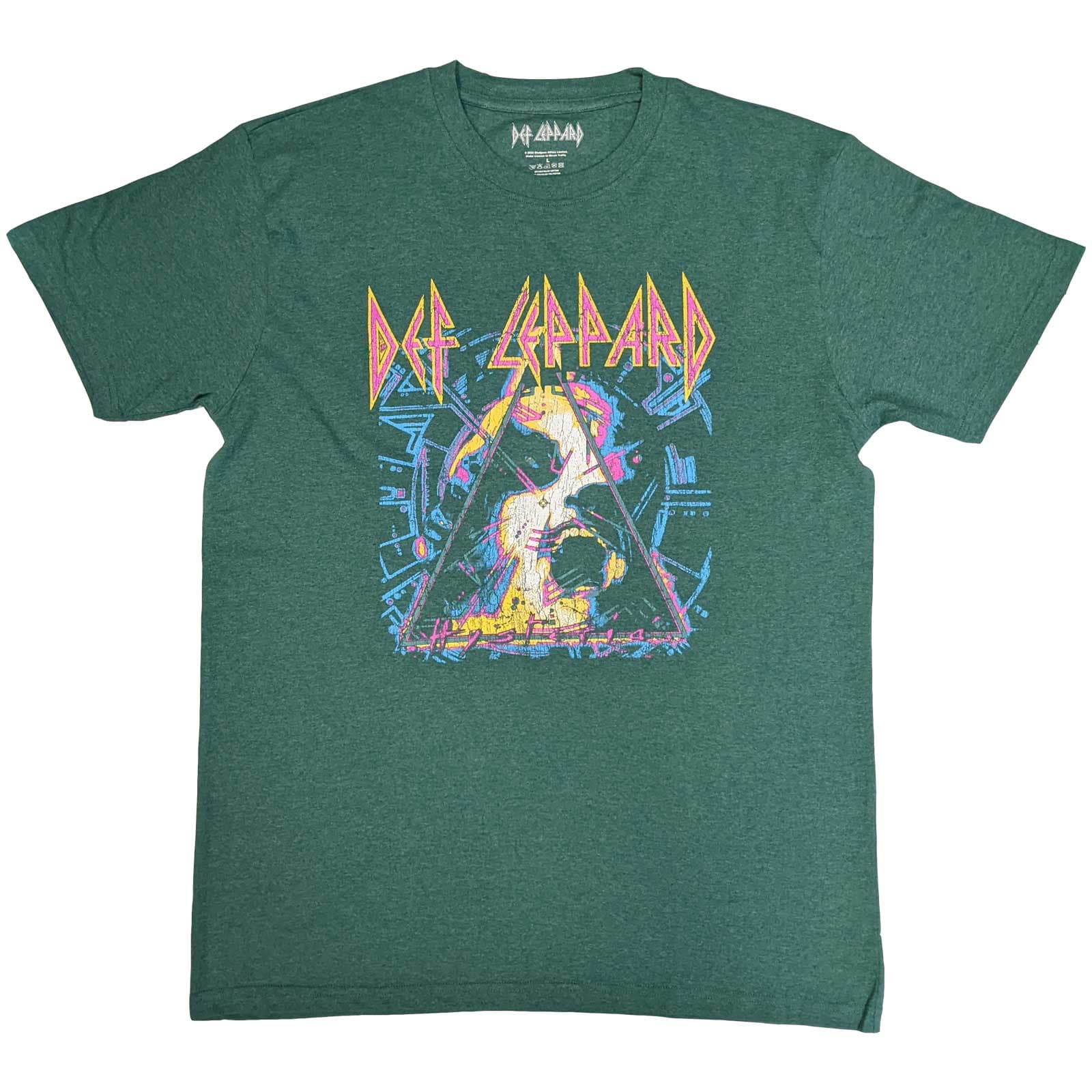 Tričko Def Leppard - Hysteria Album Art, Unisex,Zelená,M