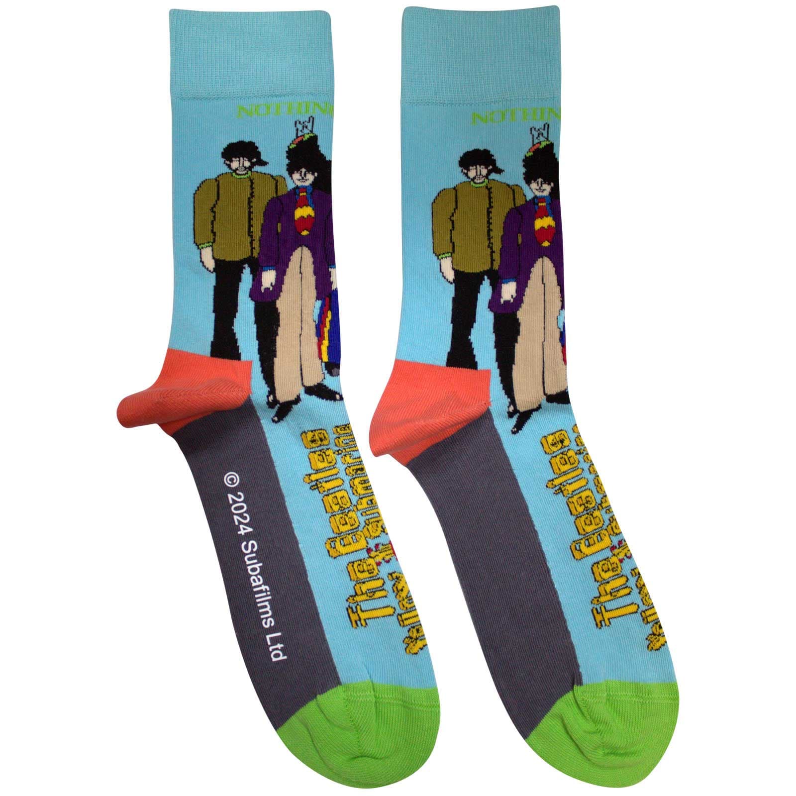Ponožky The Beatles - Unisex Ankle Socks: Sub & Band (Light Blue) (UK Size 7 - 11), Unisex,Modrá,Univerzálna