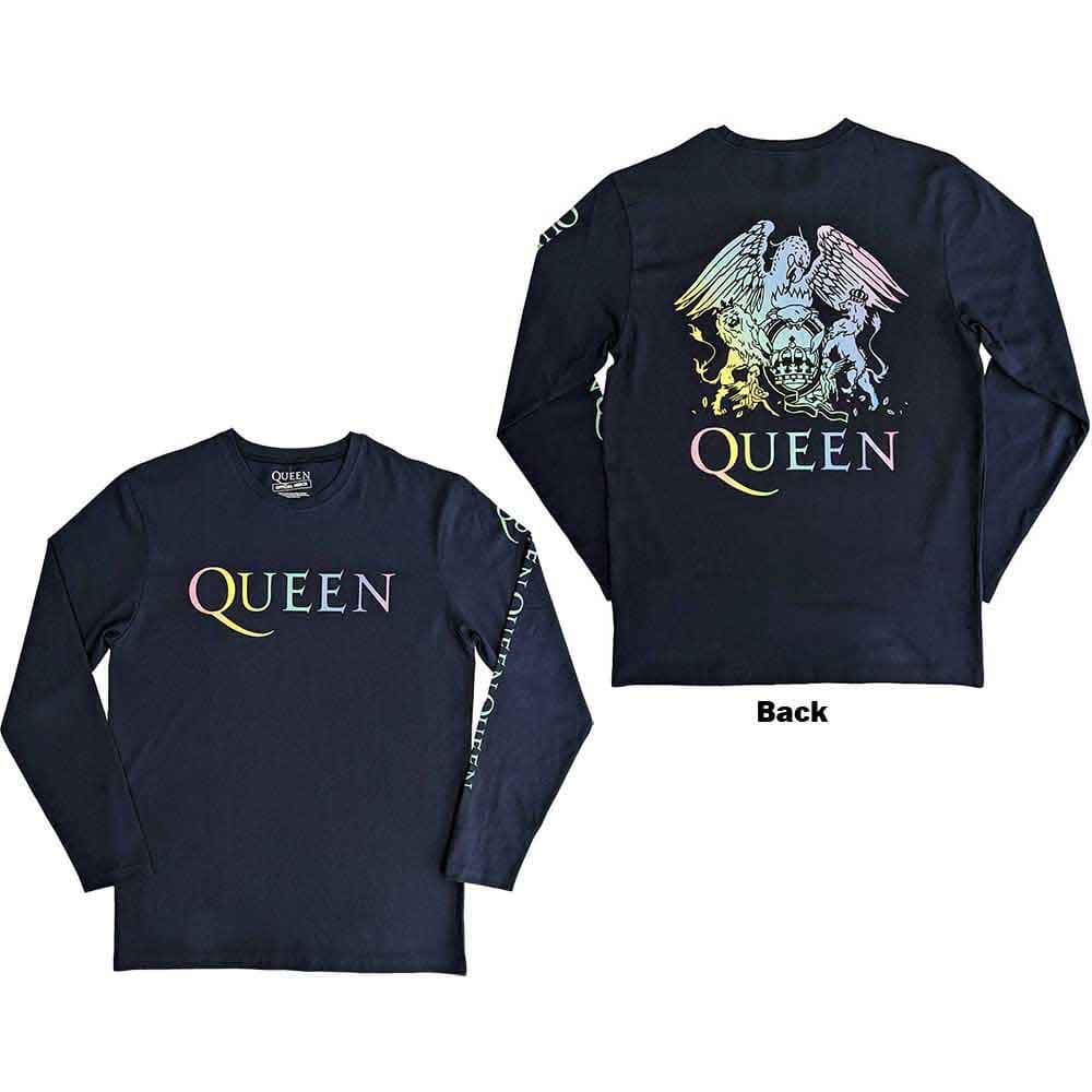 Tričko s dlhým rukávom Queen - Rainbow Crest, Unisex,Modrá,XXL